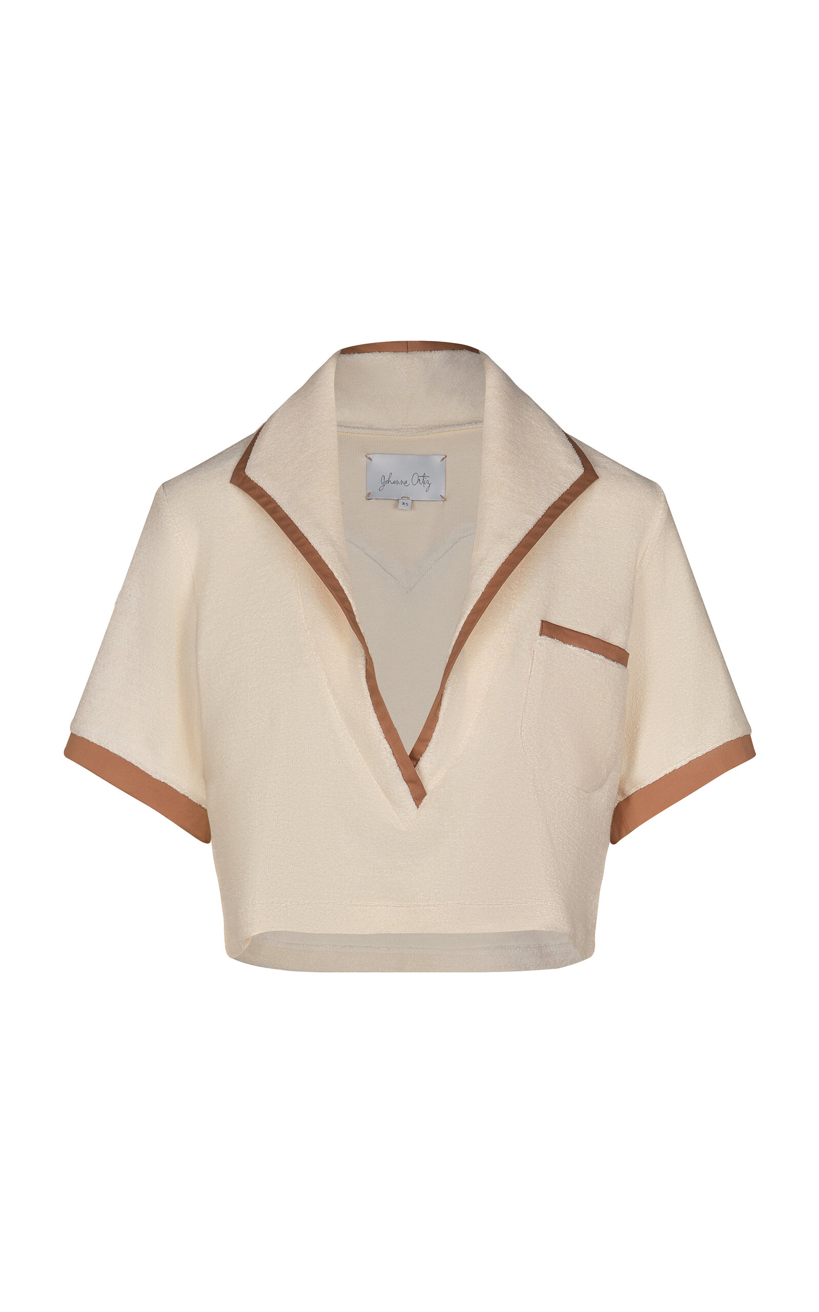 Johanna Ortiz Misty Hem Cropped Cotton-Terry Shirt