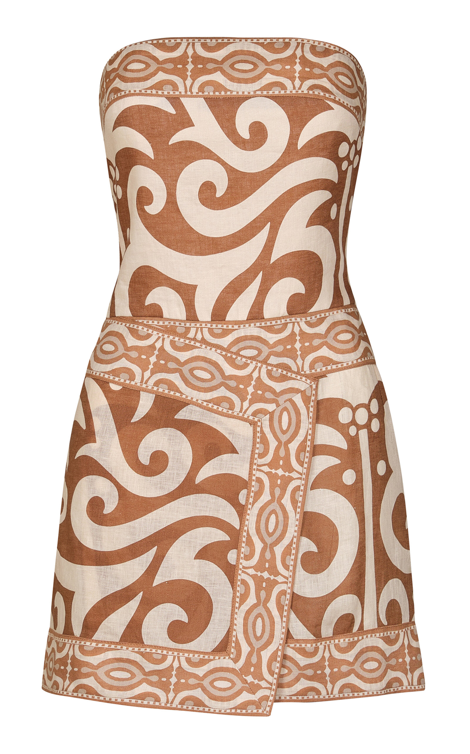 Johanna Ortiz Raiz Ritual Mini Dress In Camel Ecru
