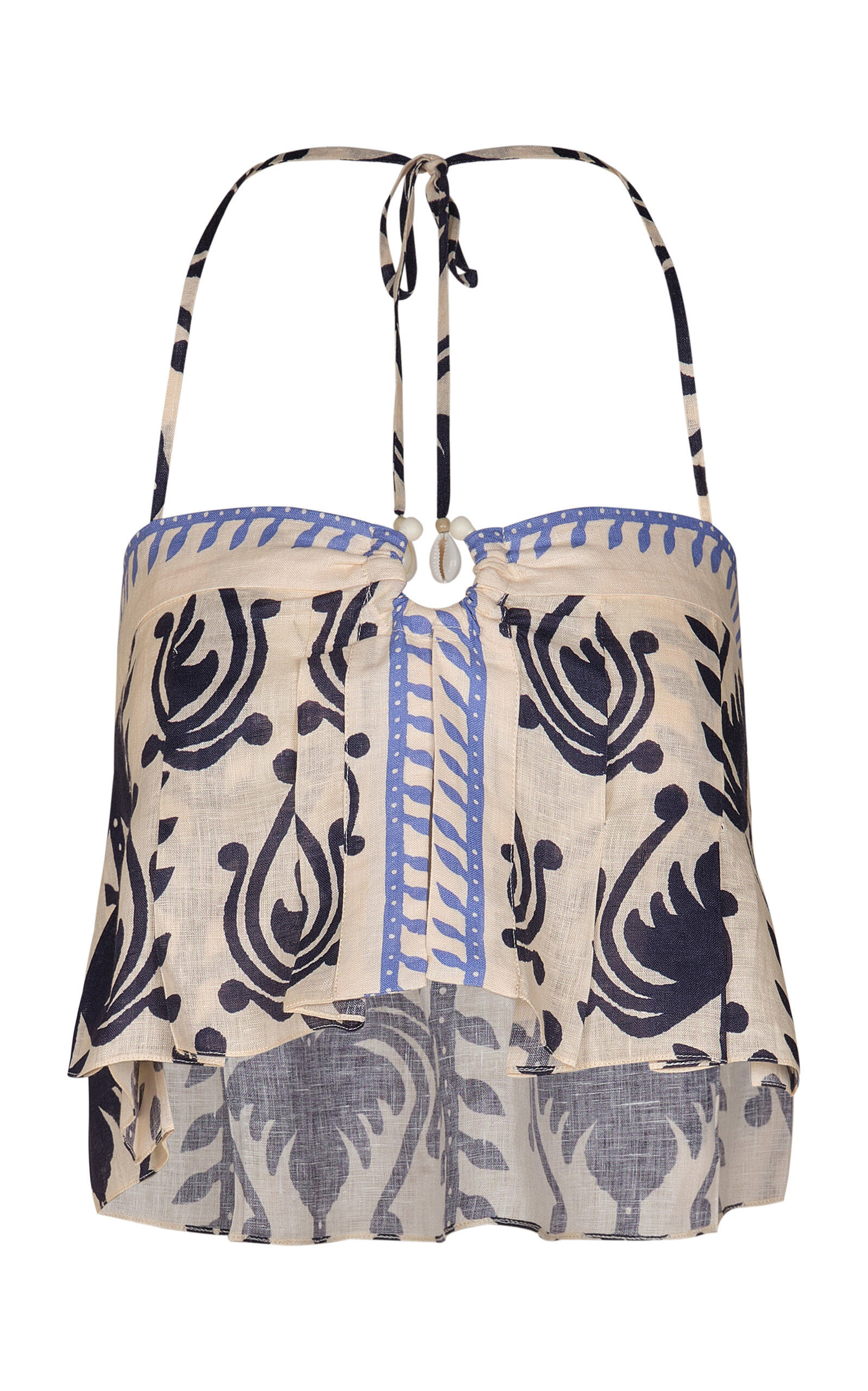 JOHANNA ORTIZ ECRU/NAVY OCEANIC TOP