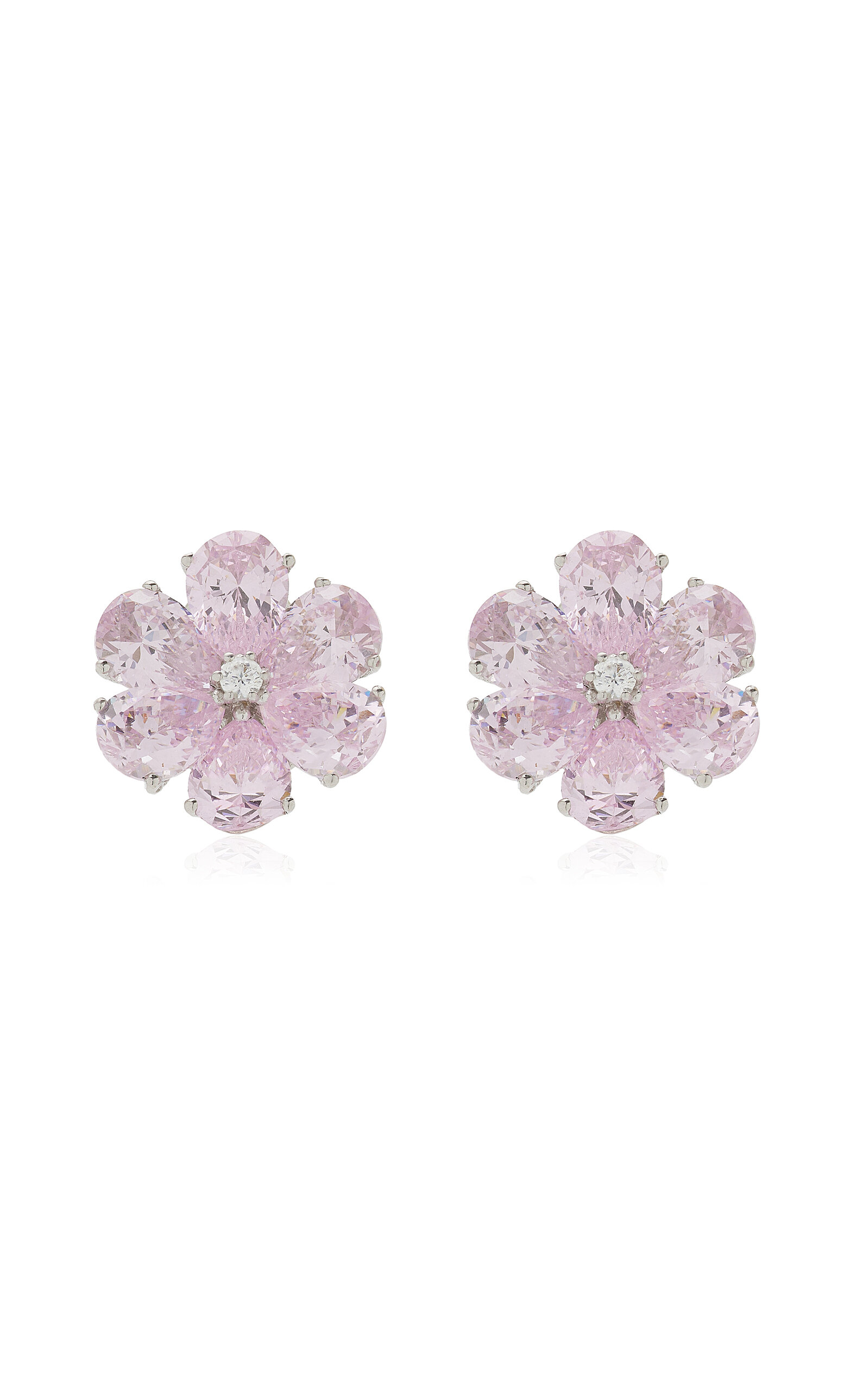Anabela Chan Rose Marguerite Daisy 18K White Gold Diamond Earrings - Pink - OS - Moda Operandi