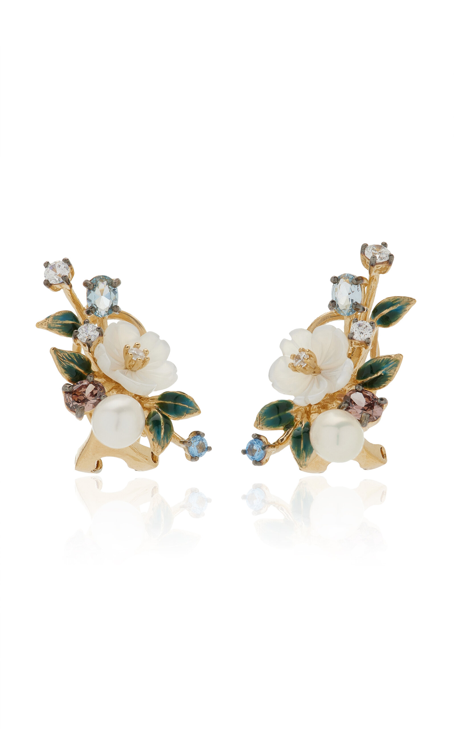 Anabela Chan Aqua Orchard 18K Yellow Gold Multi-Stone Stud Earrings - Multi - OS - Moda Operandi