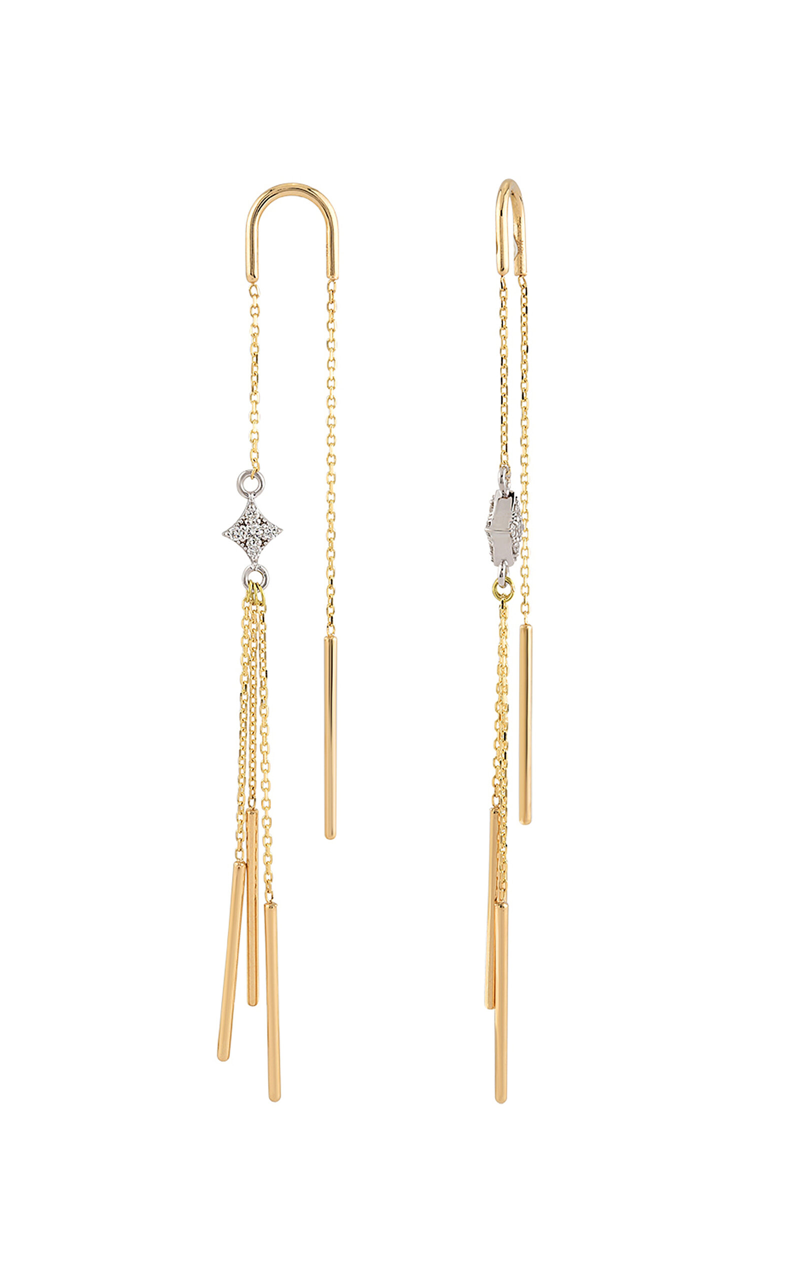 Shop Mirel Fine Jewelry 18k Yellow & White Gold The Ray Of Light Earring (single)