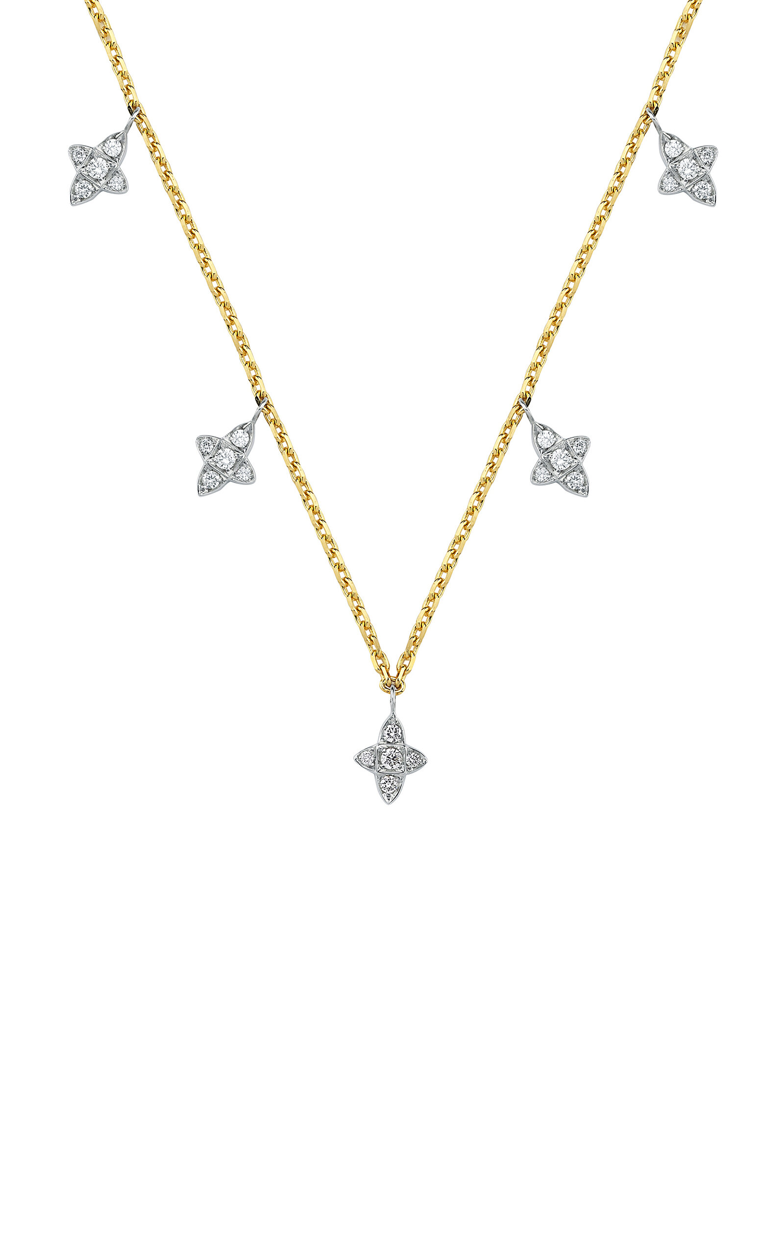 18k Yellow Gold & 18k White Gold The Star-Crossed Collar Necklace (Five Motif)