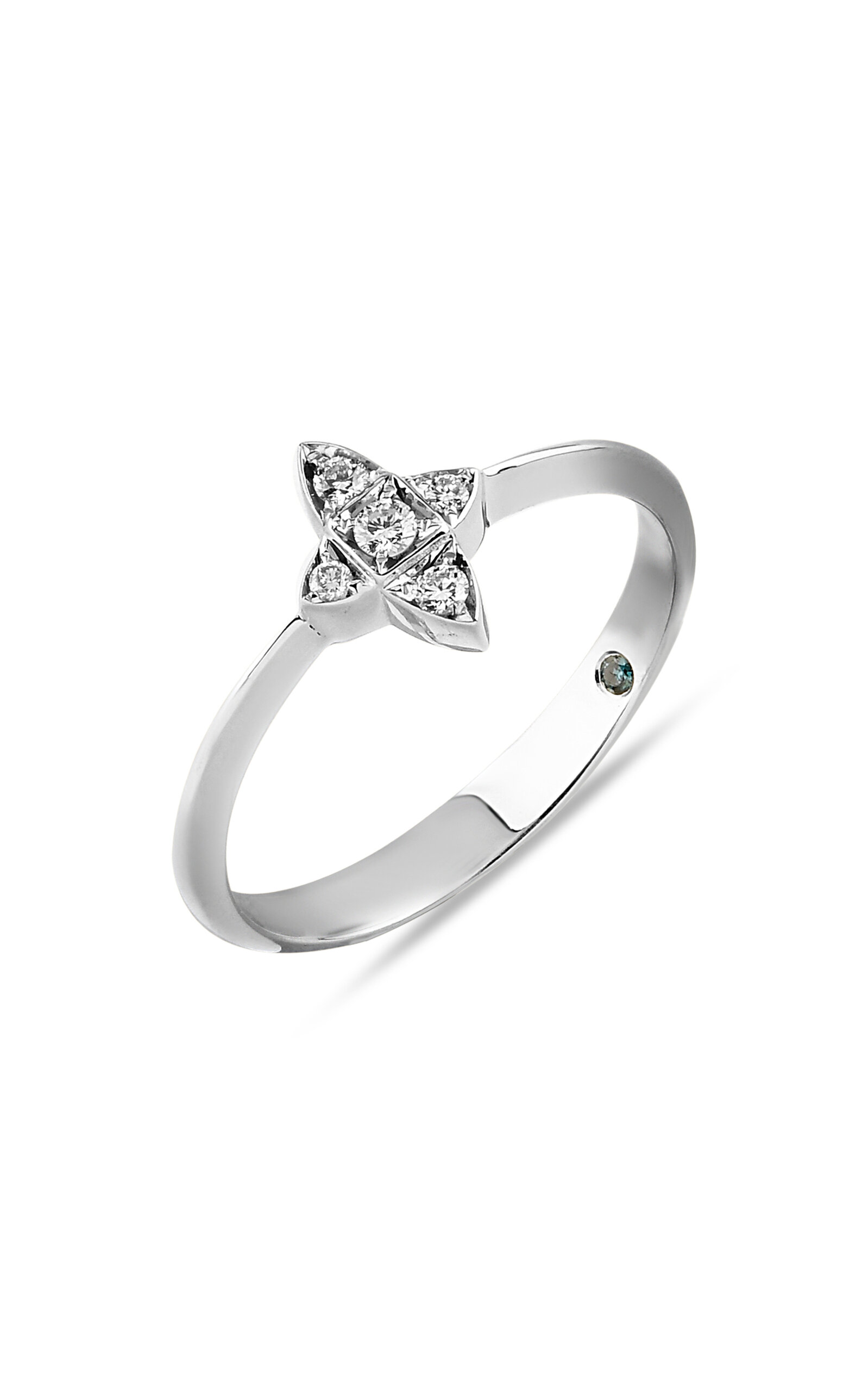 Shop Mirel Fine Jewelry 18k White Gold The Minor Star-crossed Stacking Ring (white Gold)