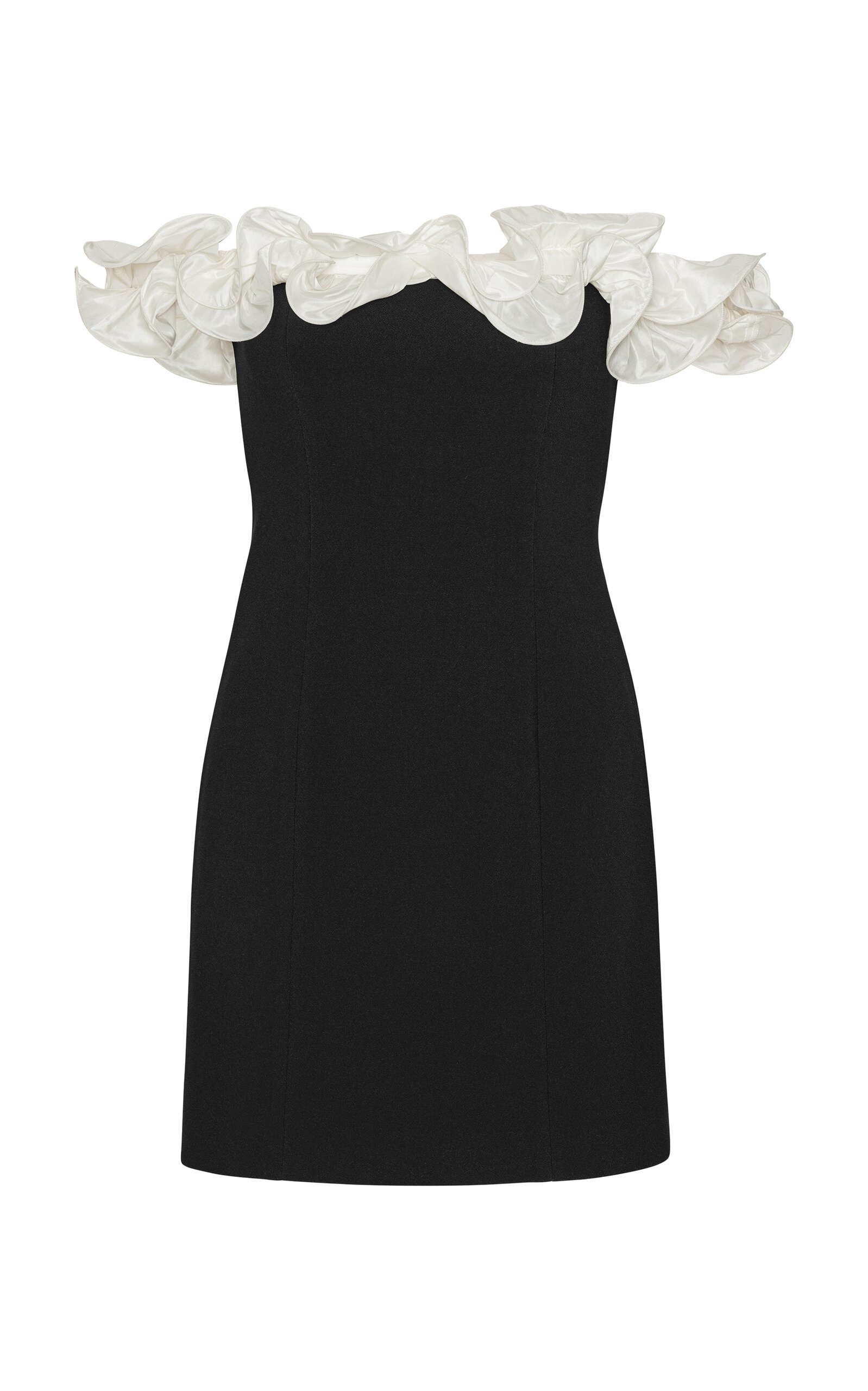 Rotate Birger Christensen Ruffle-trimmed Crepe Mini Dress In Black