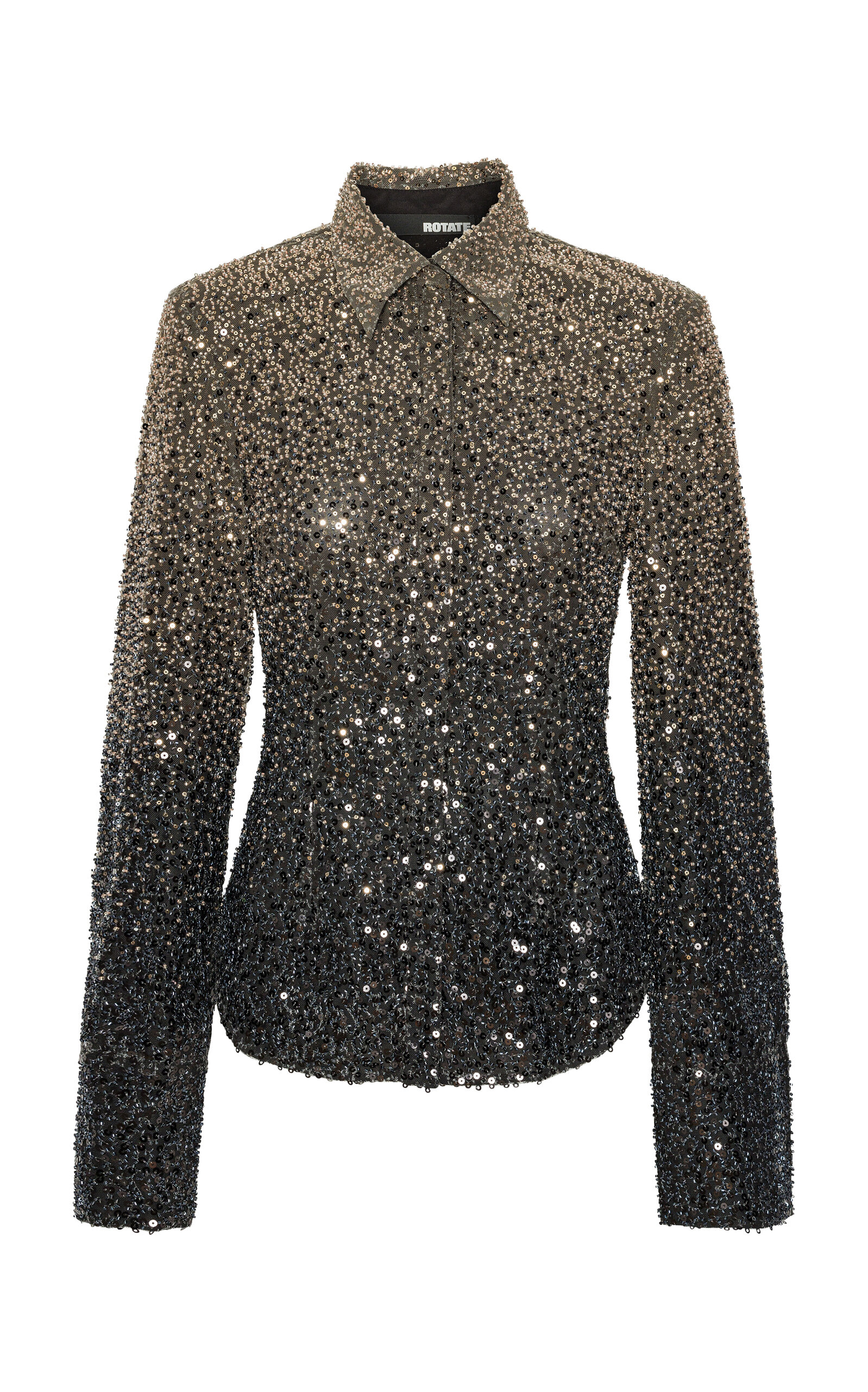 Rotate Birger Christensen Beaded Fitted Shirt In Black