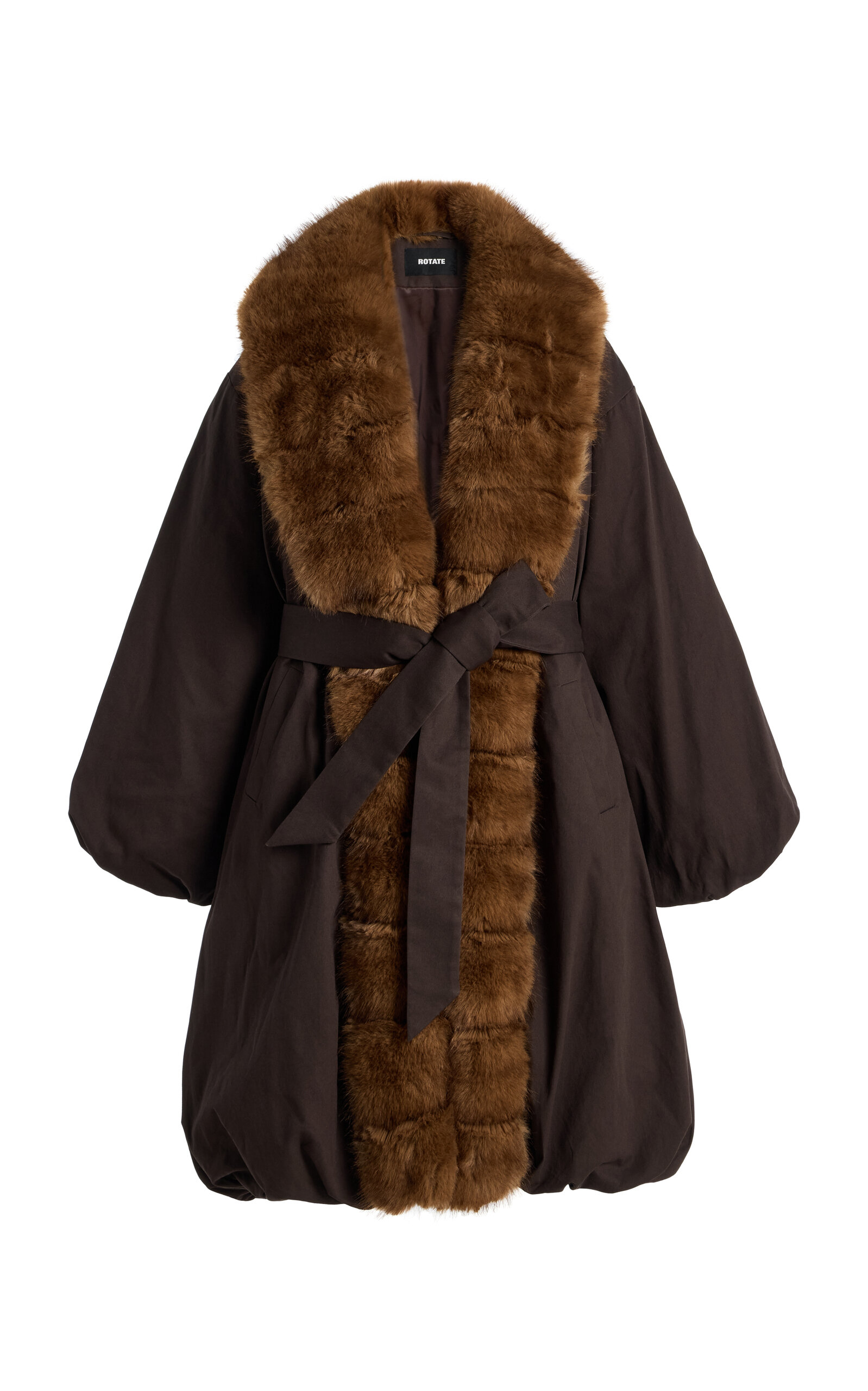 ROTATE Faux Fur-Trimmed Coat