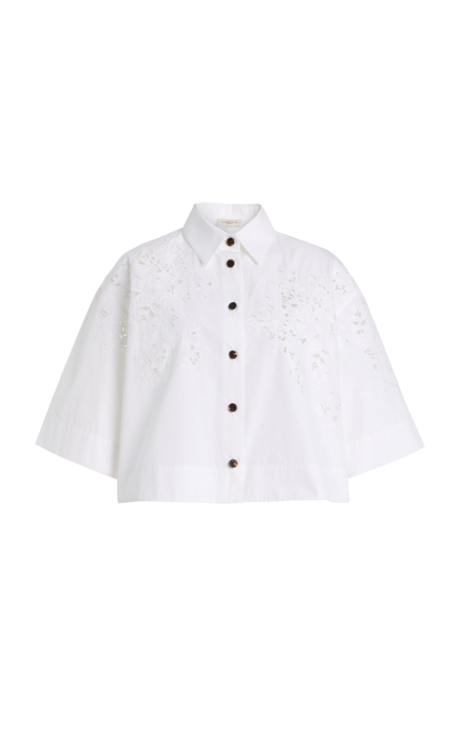 Cutout Cropped Cotton Poplin Shirt