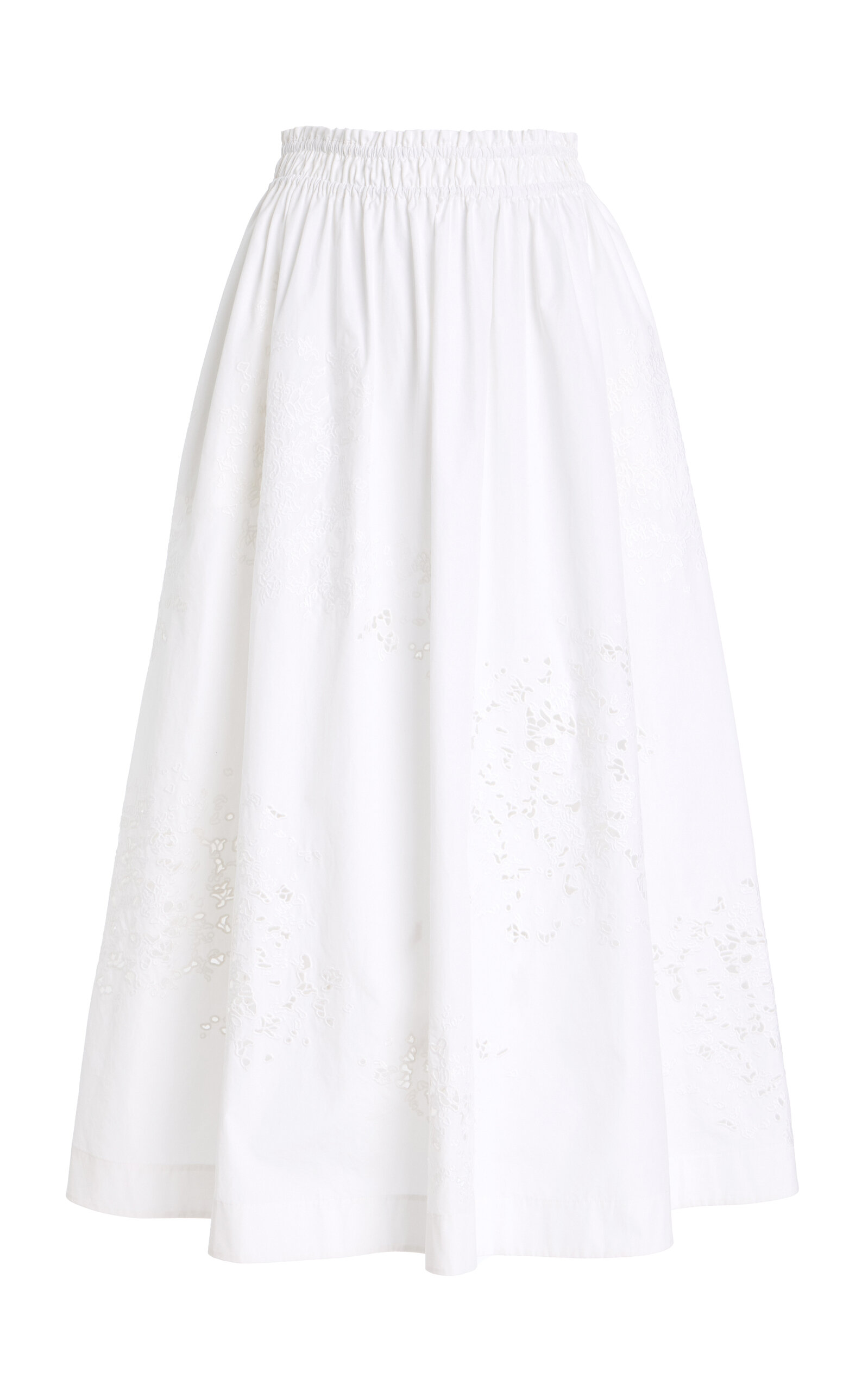 Lafayette 148 Cutout Cotton Poplin Midi Skirt In White
