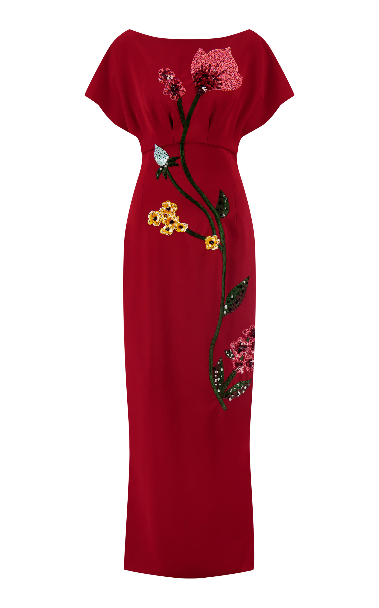 Lela Rose Floral Embroidery Savannah Gown In Burgundy