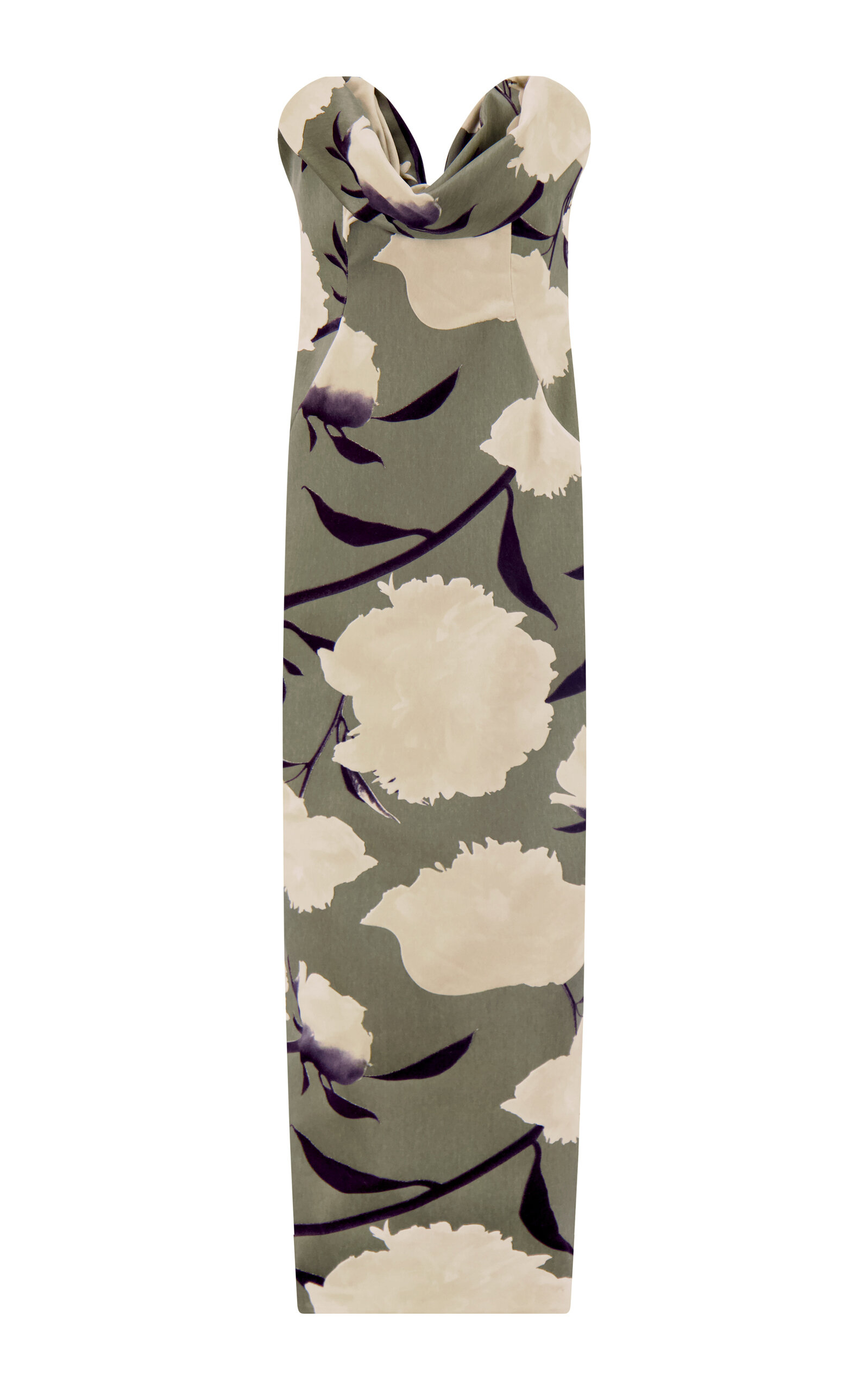 Lela Rose Floral Velvet Draped Bust Sheath