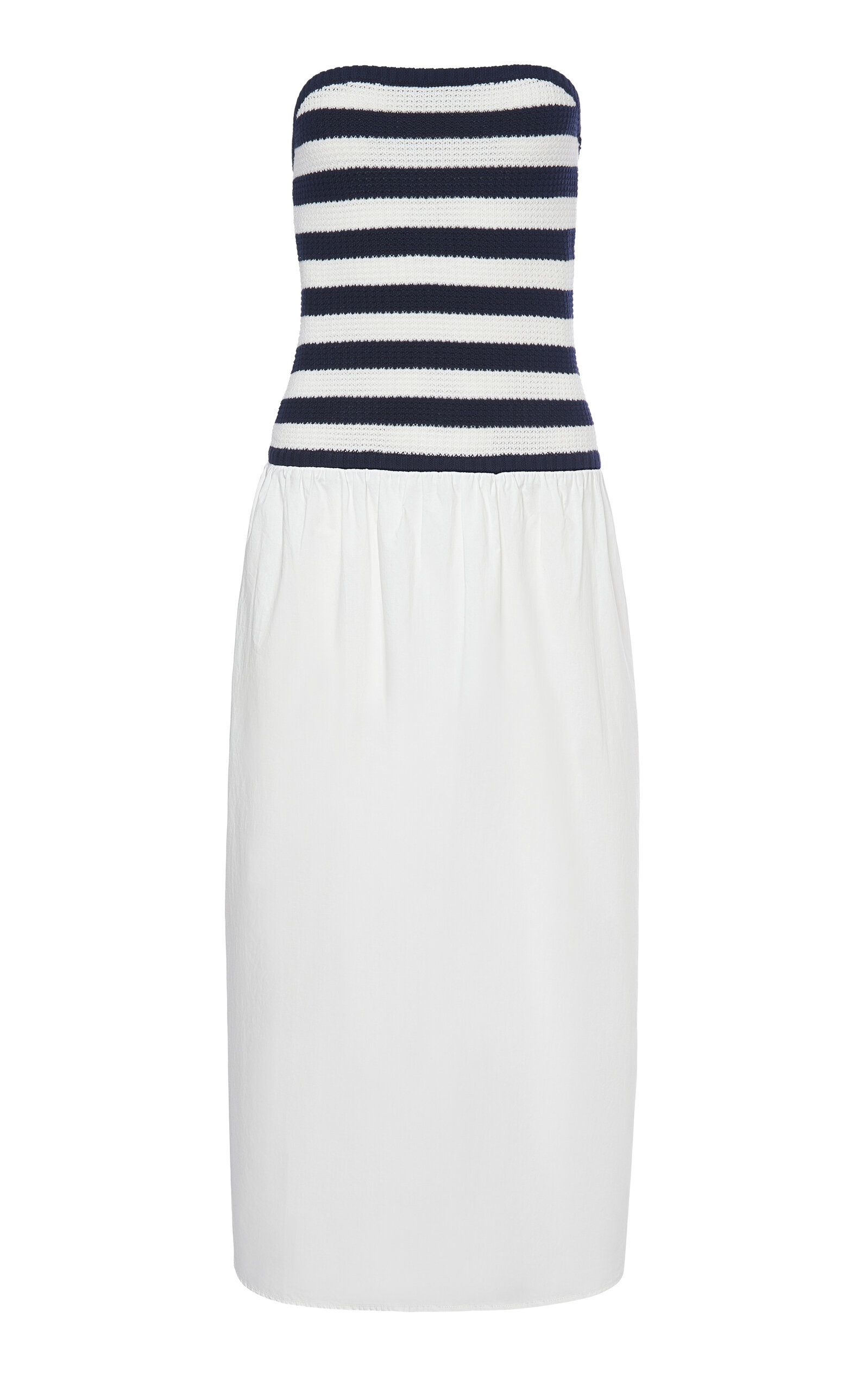 Crochet Knit Poplin Maxi Dress