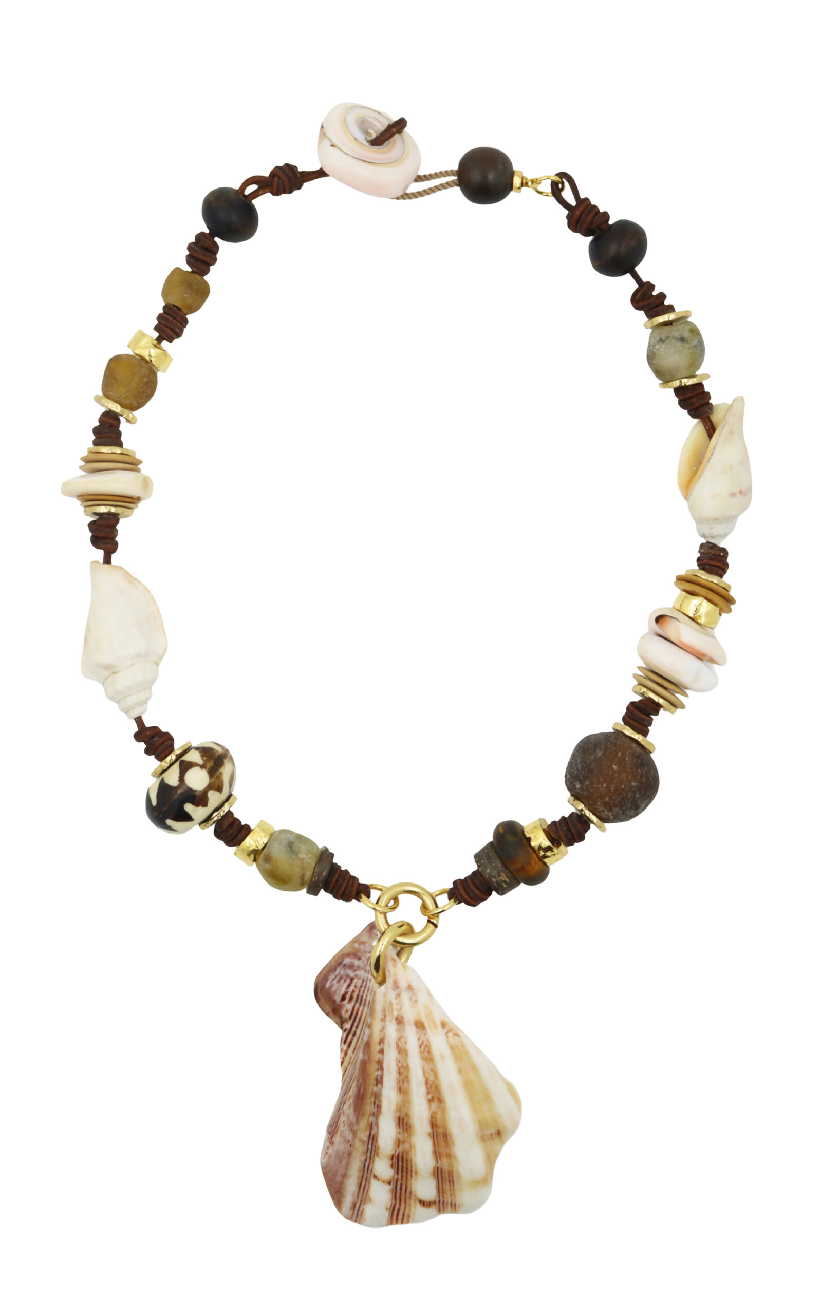 Terra Seashell and Vintage Beads Necklace
