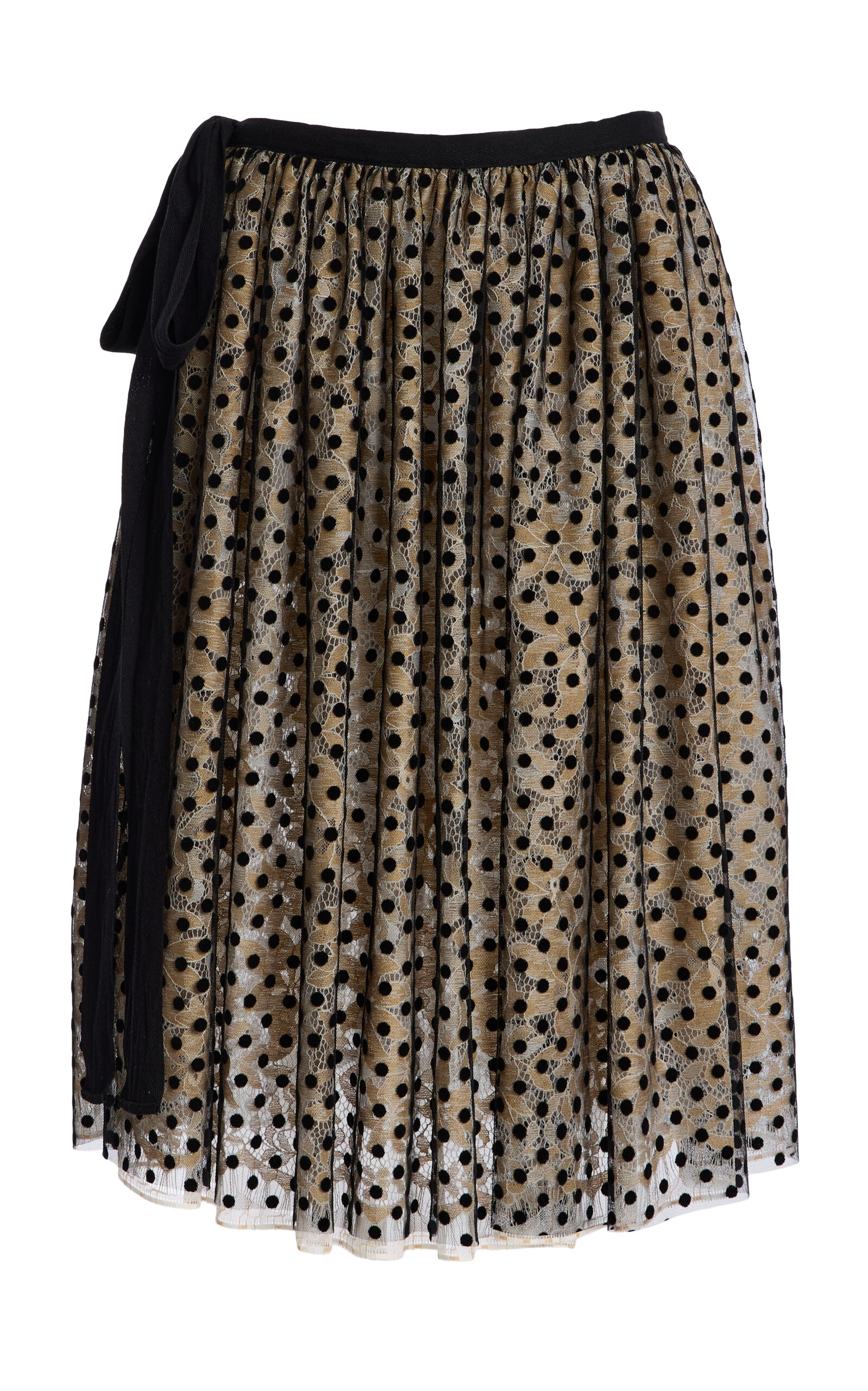 Tae Park Volume Polka-Dot Mesh and Lace Midi Skirt