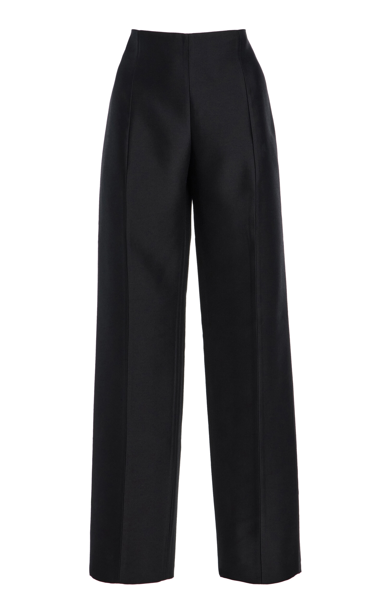 Totême Slim Wool-silk Straight-leg Pants In Black