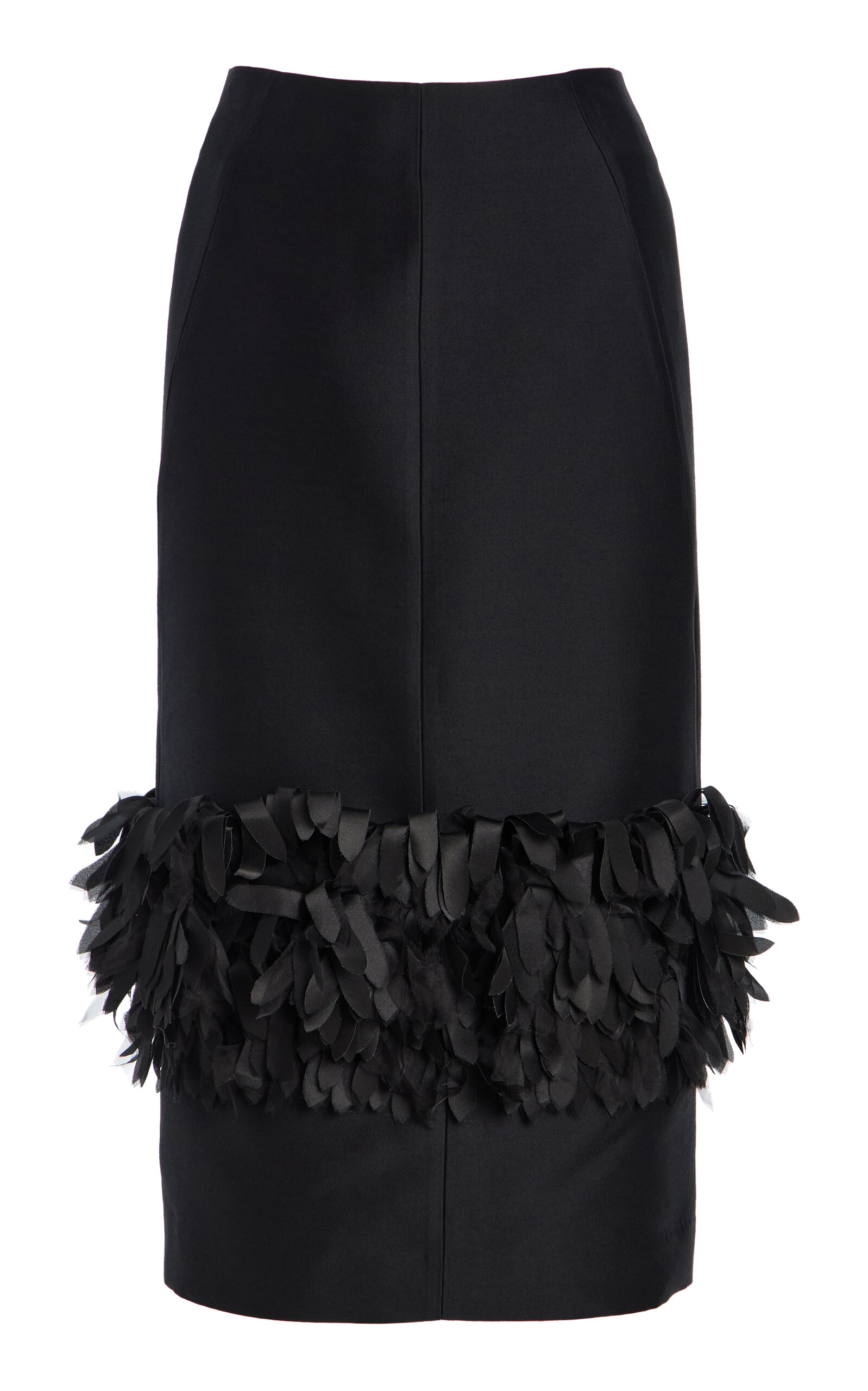 Totême Petal-detailed Wool-silk Midi Skirt In Black