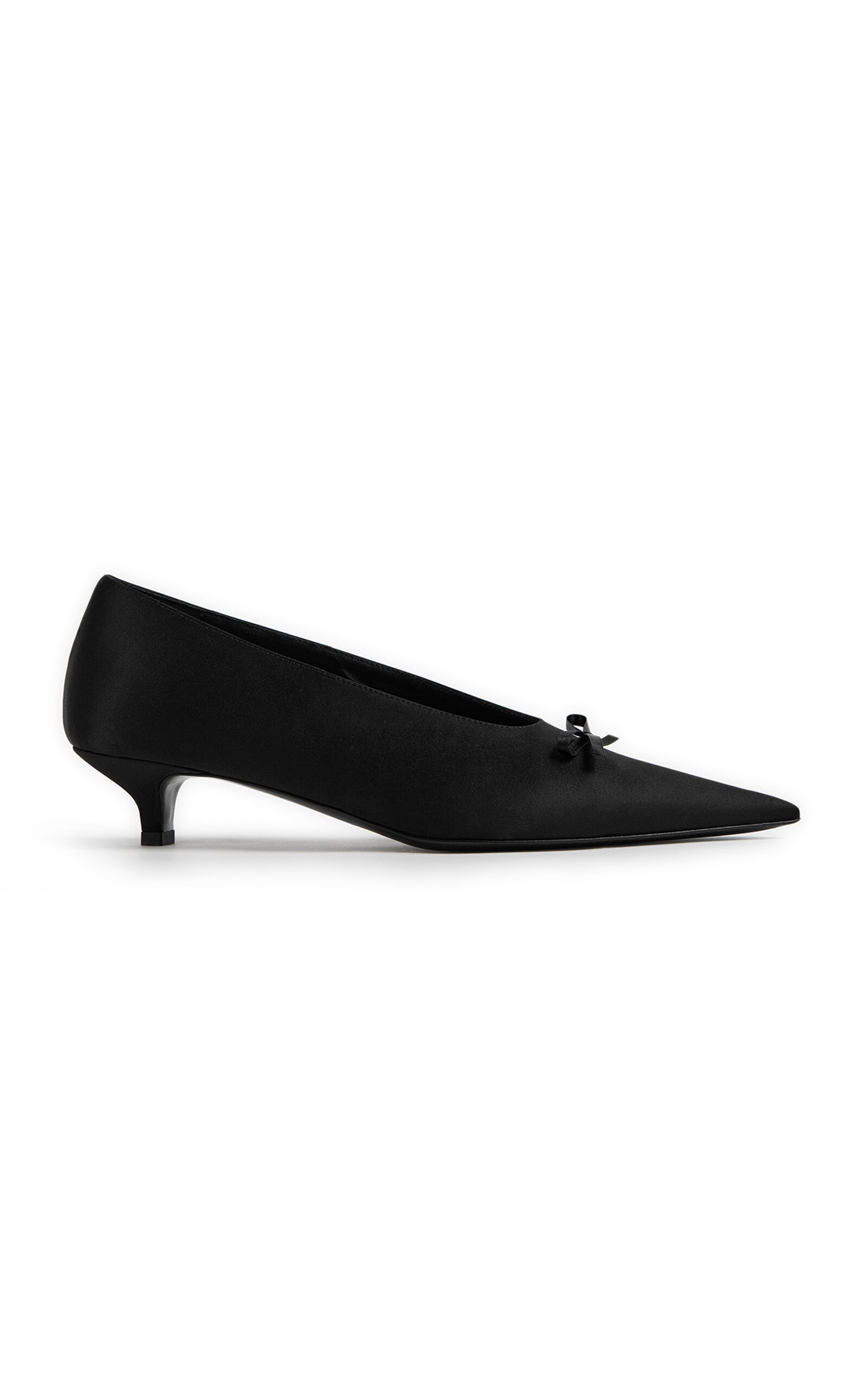 Toteme Sharp Bow Satin Kitten Pumps - Women's Shoes