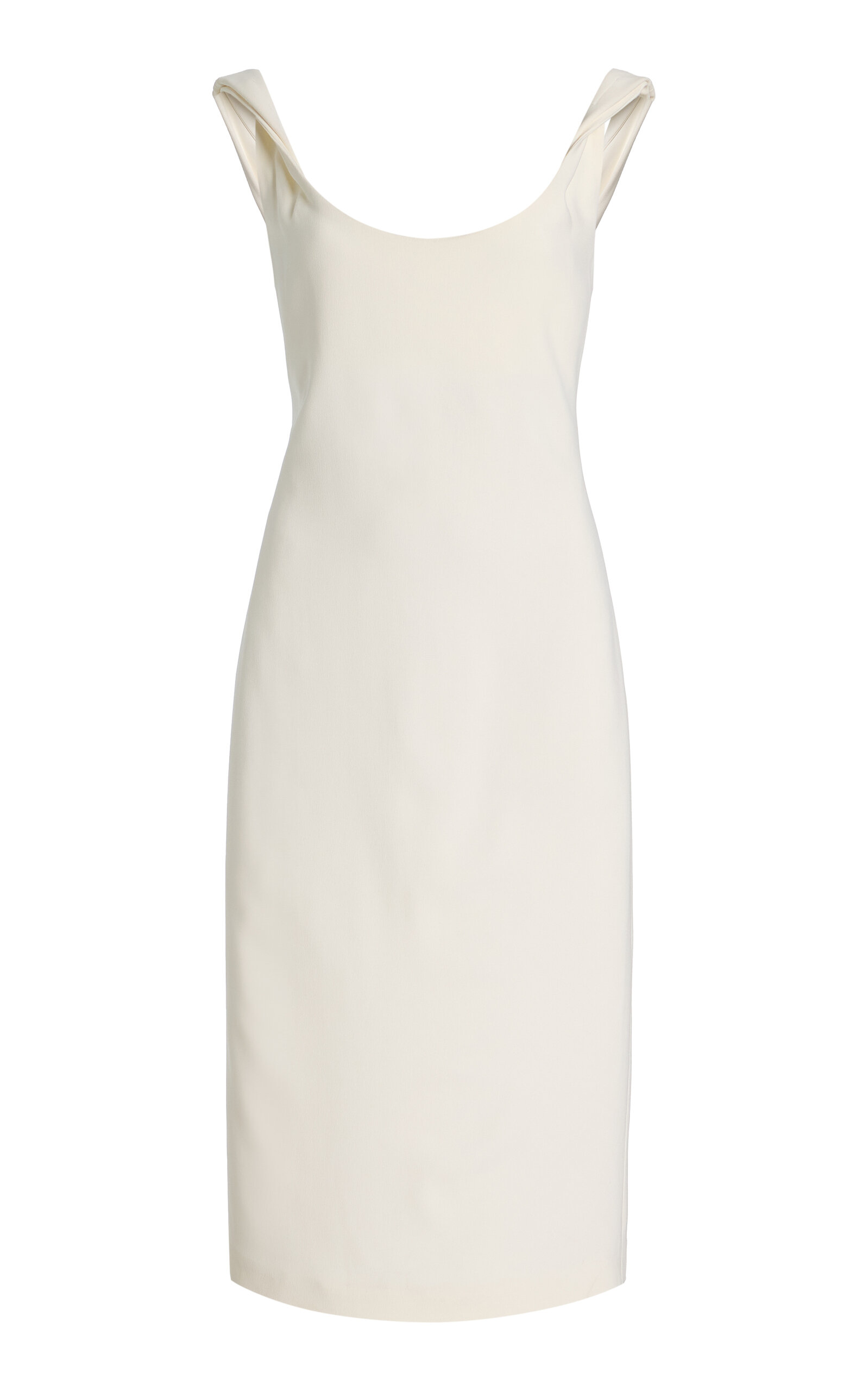 Another Tomorrow Twisted Crepe Dress In White