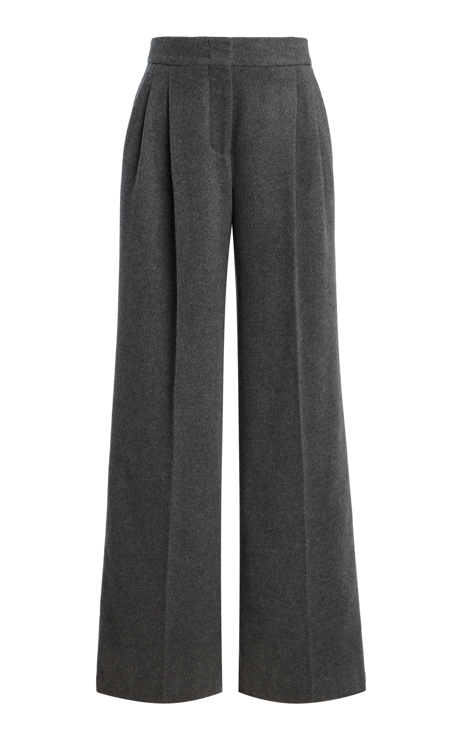 Another Tomorrow Pleated Cashmere Pants In Gray