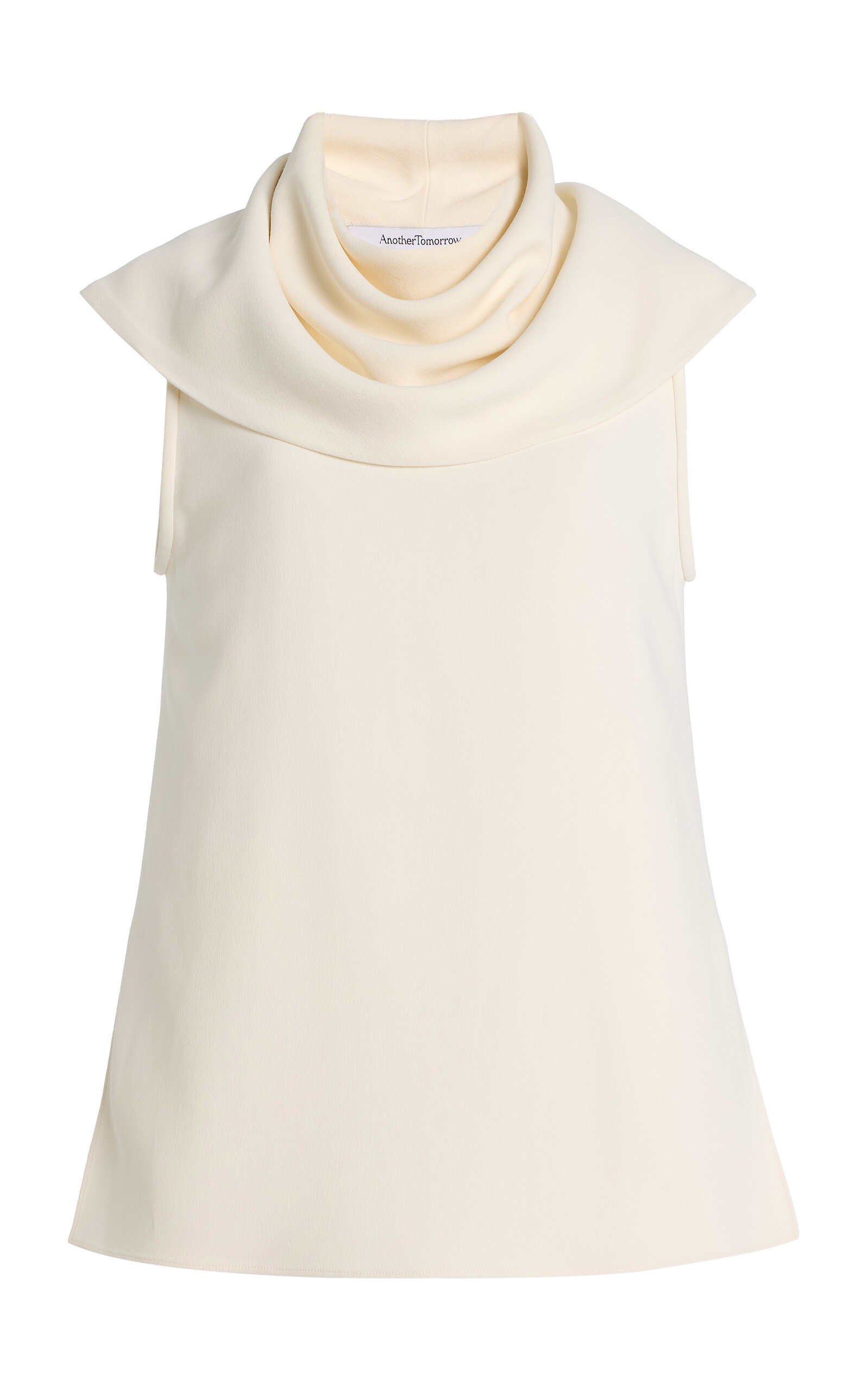 Another Tomorrow Draped Crepe Top In White