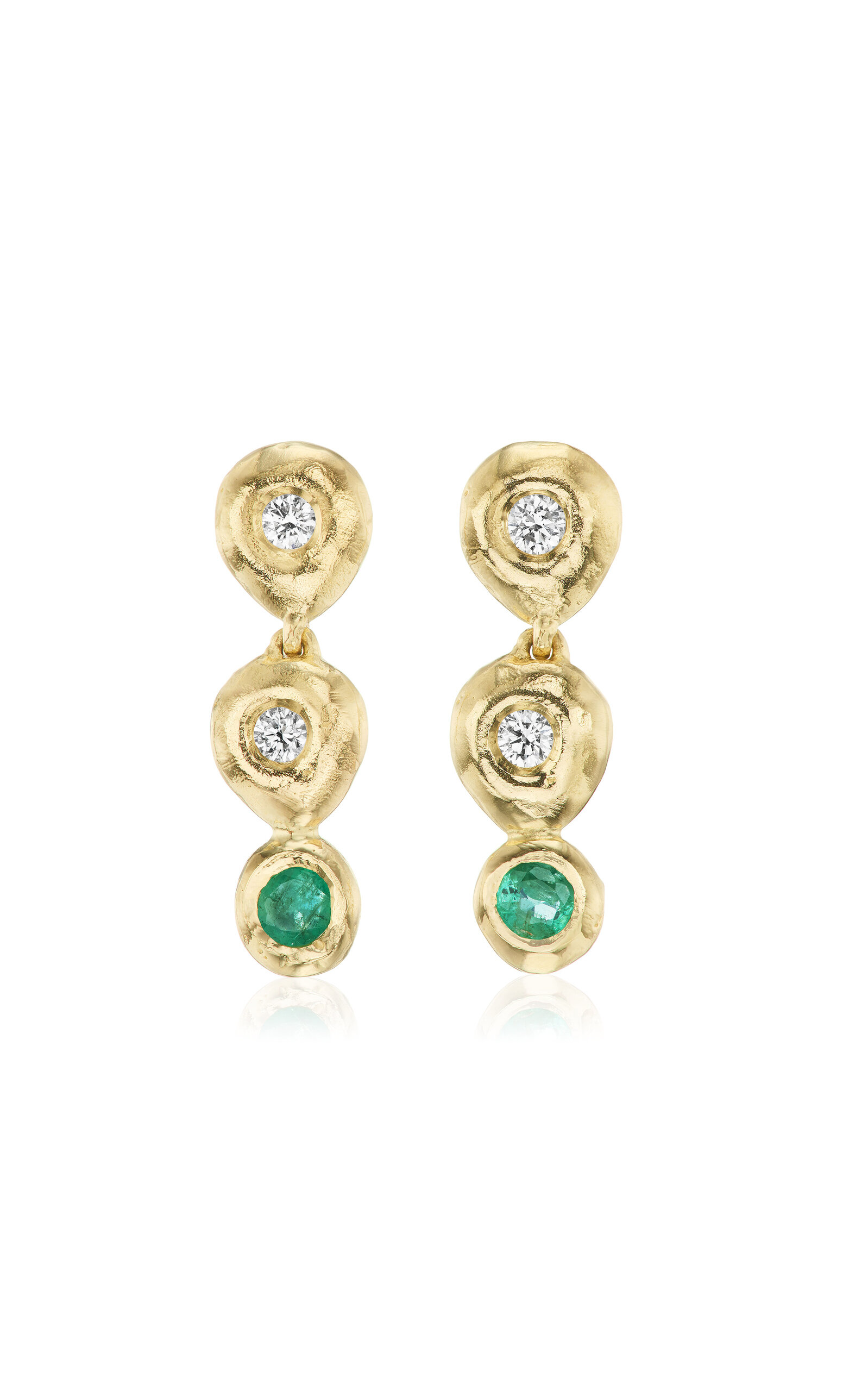 Reverie IV 14K Yellow Gold Diamond; Emerald Earrings