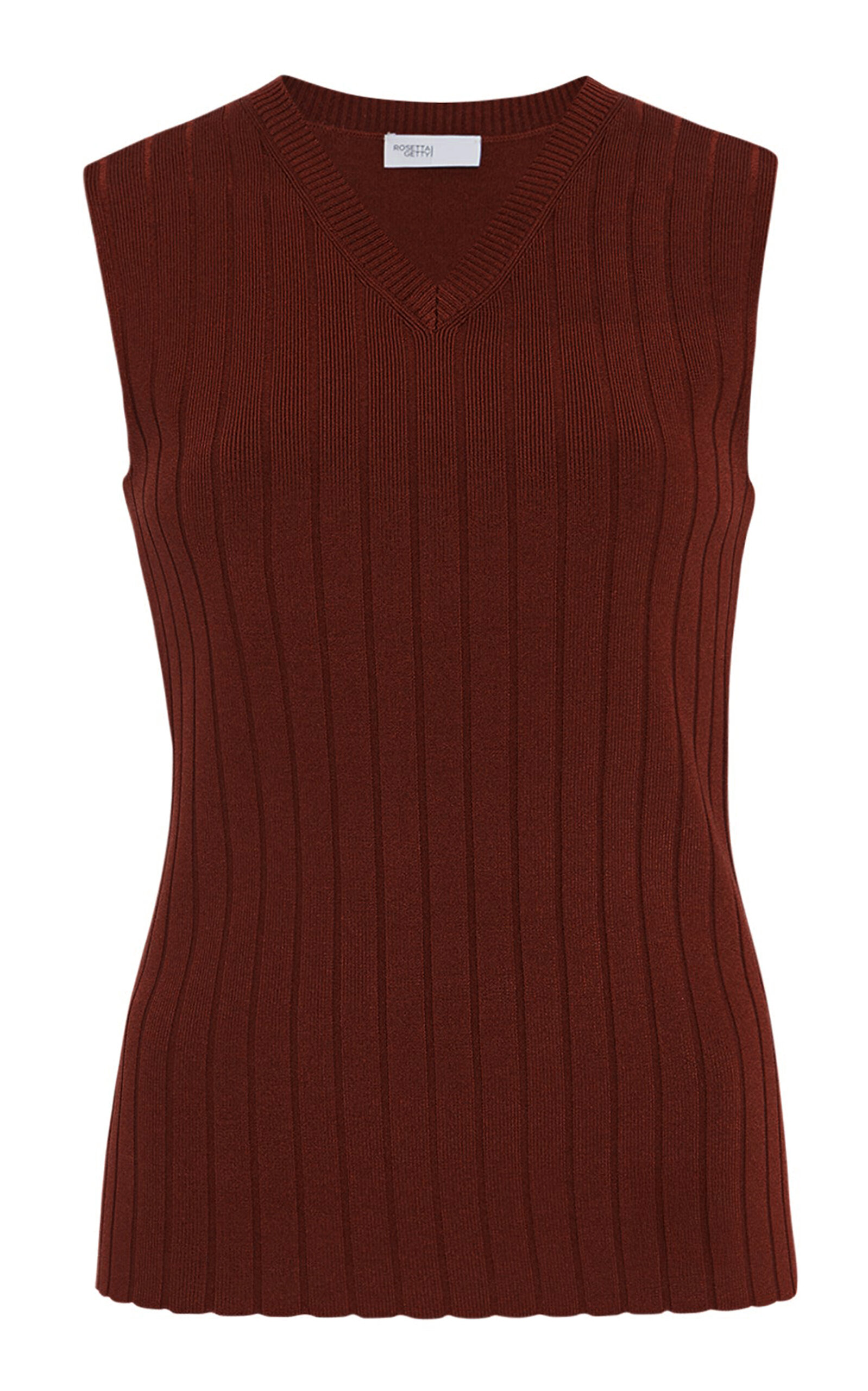 Rosetta Getty Ribbed Knit Sweater Vest - Women's Clothing