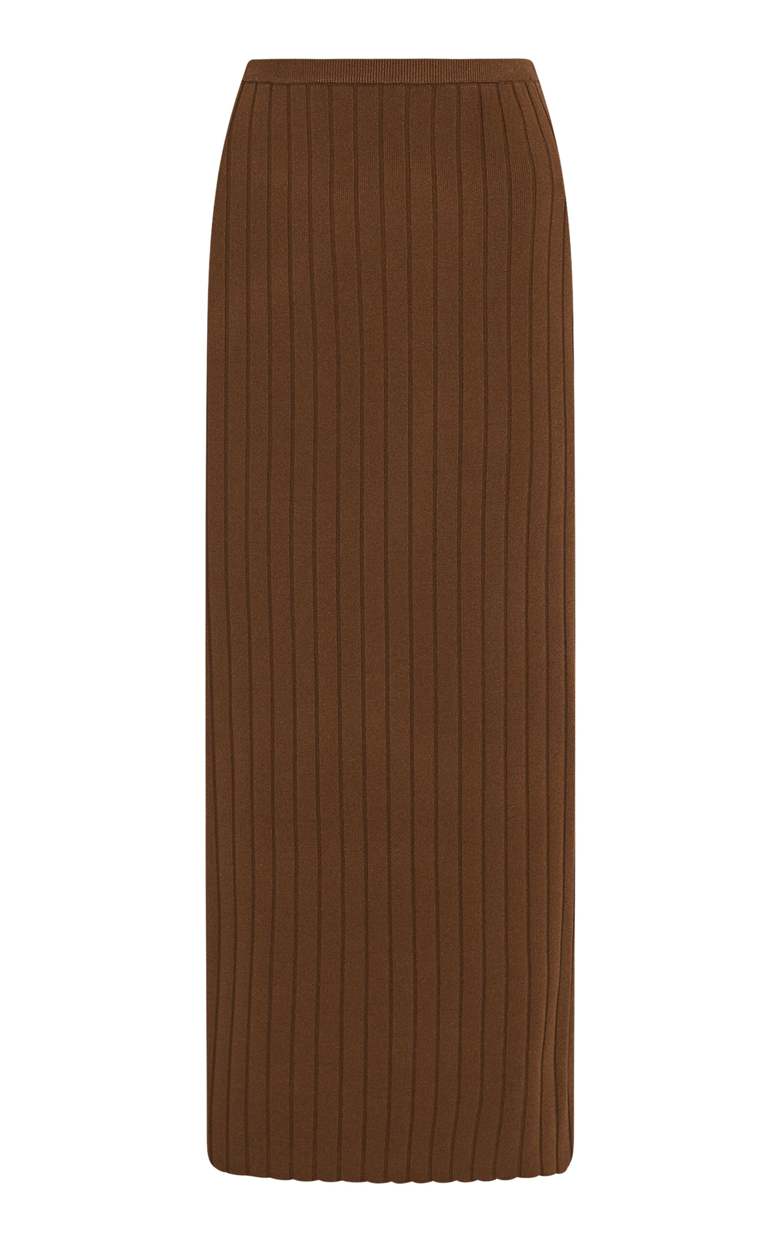 Rosetta Getty Ribbed-knit Midi Skirt In Brown