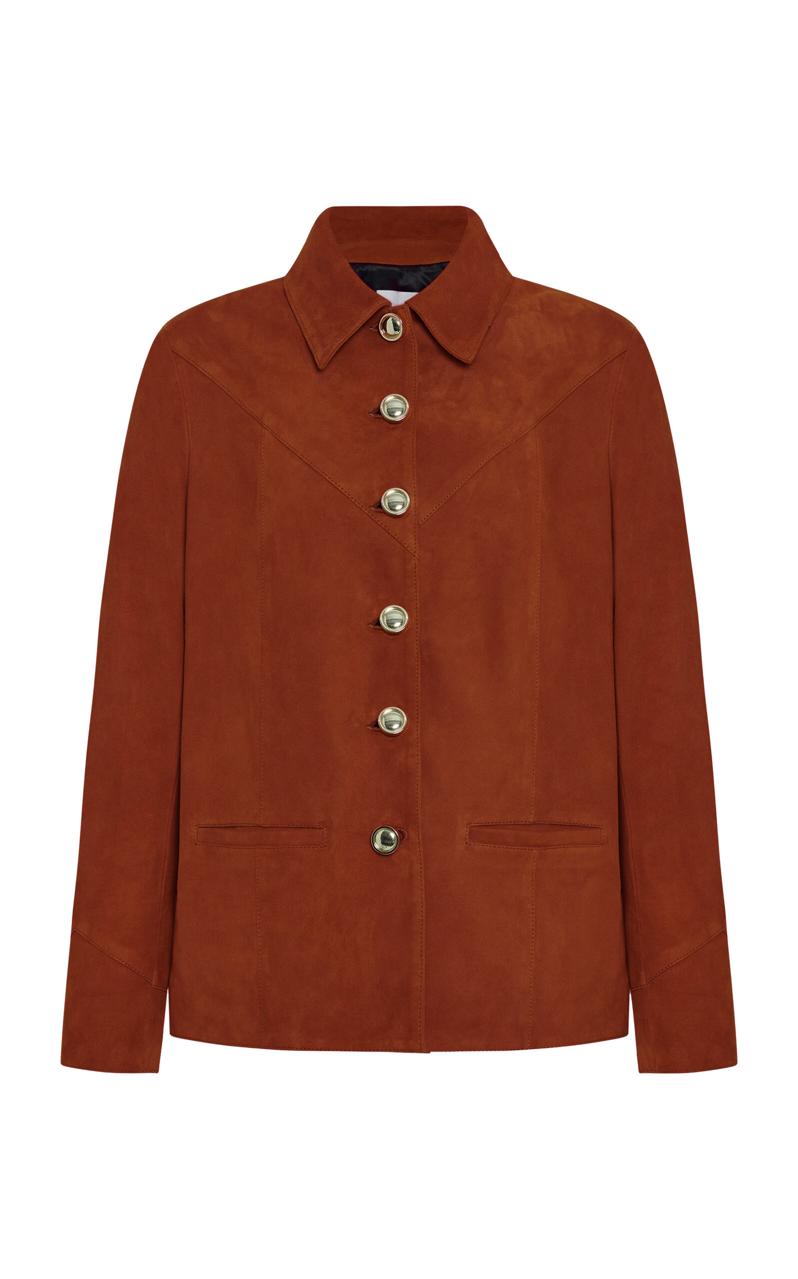 Rosetta Getty Suede Shirt Jacket In Brown