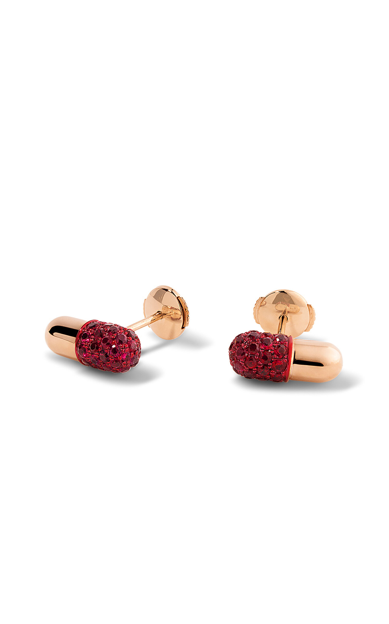 Pill 18K Rose Gold Ruby Earrings