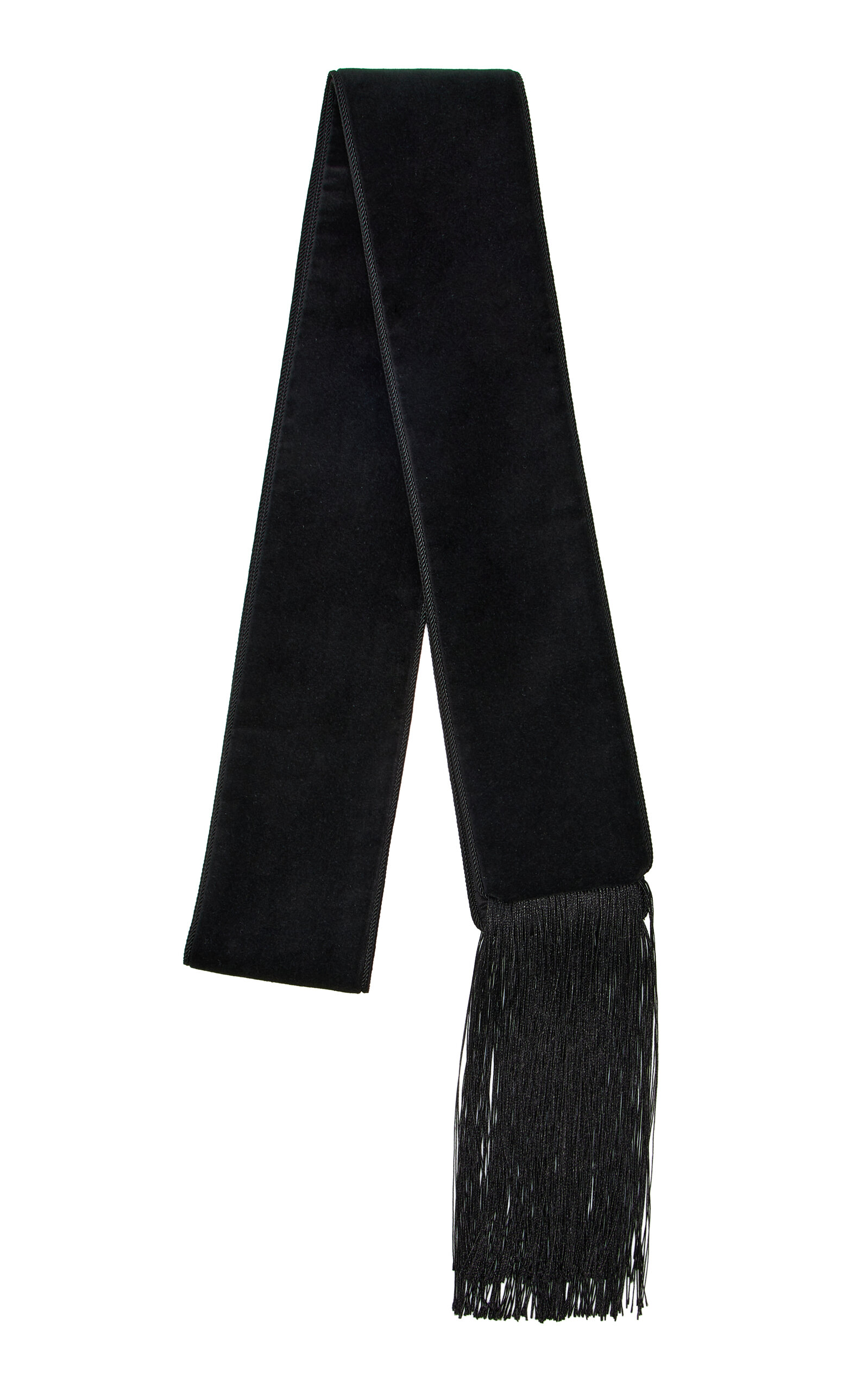 Totême Fringed Velvet Smoking Scarf In Black