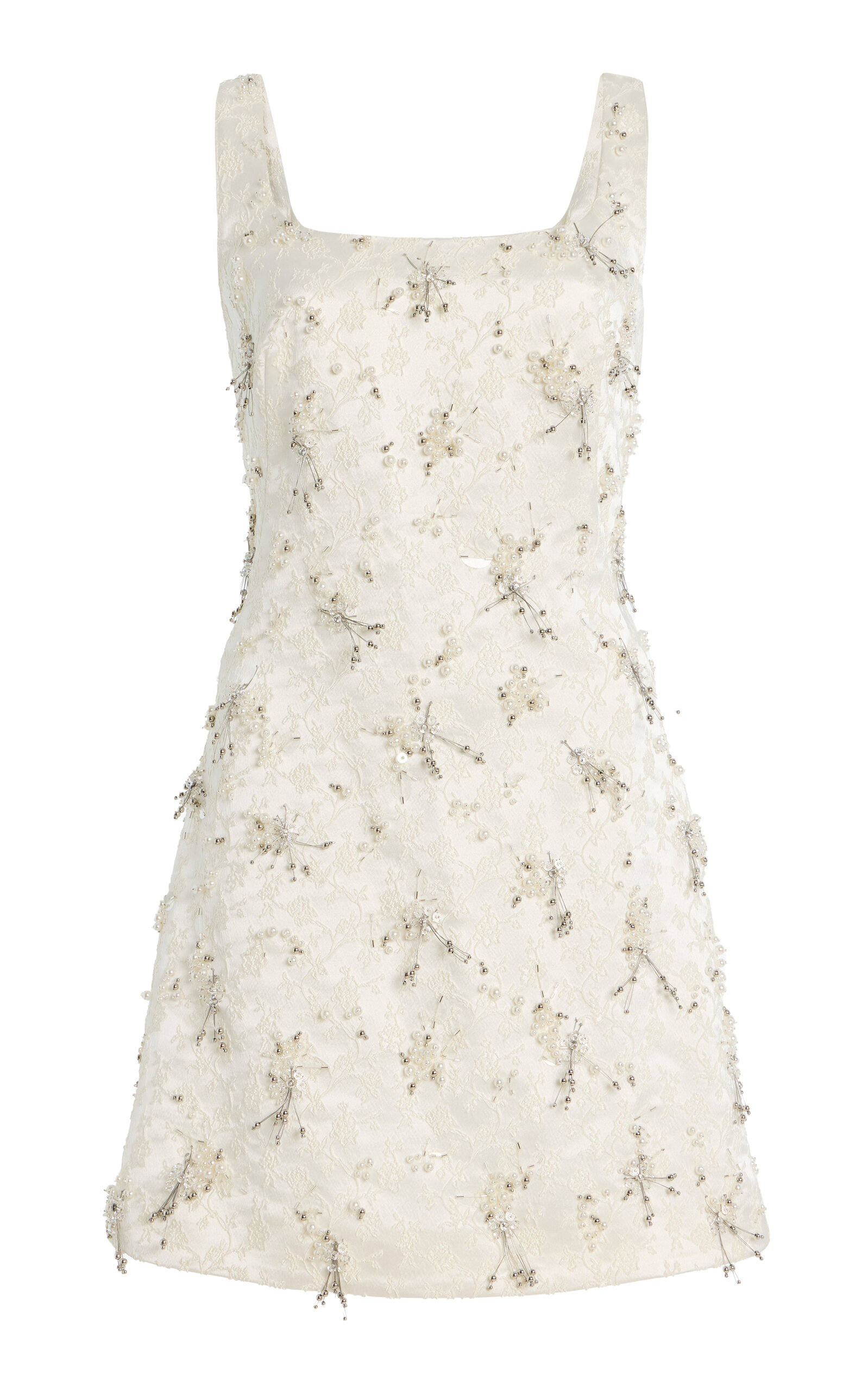 Simkhai Viva Embellished Floral-embroidered Satin Mini Dress In White