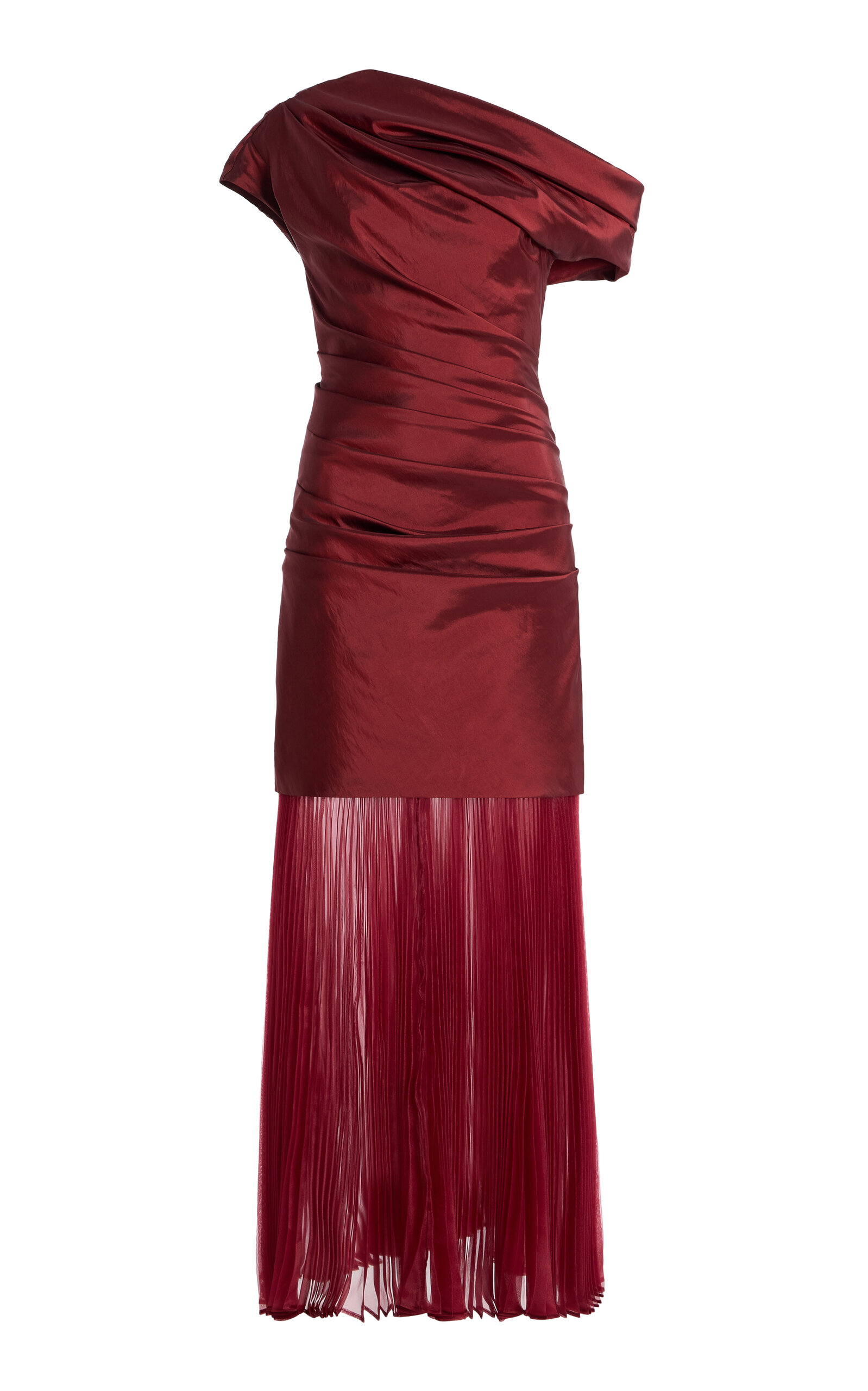 Exclusive Ammalie Organza-trimmed Taffeta Midi Dress In Burgundy Exclusive Ammalie Organza-trimmed Taffeta Midi Dress In Burgundy