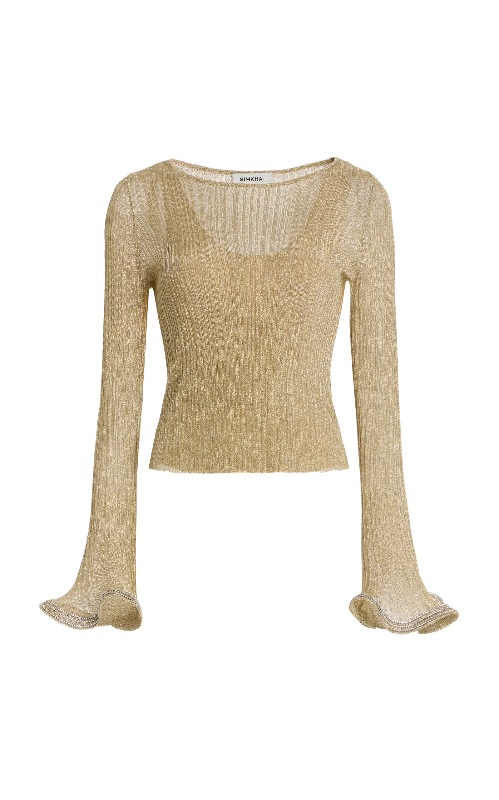 Simkhai Maebry Metallic Plisse Top In Gold
