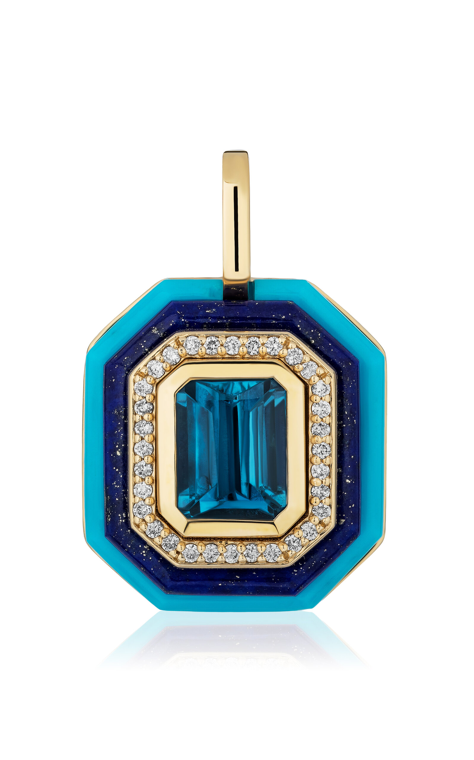 Mason And Books Layer Cake 14k Yellow Gold Topaz Pendant In Blue