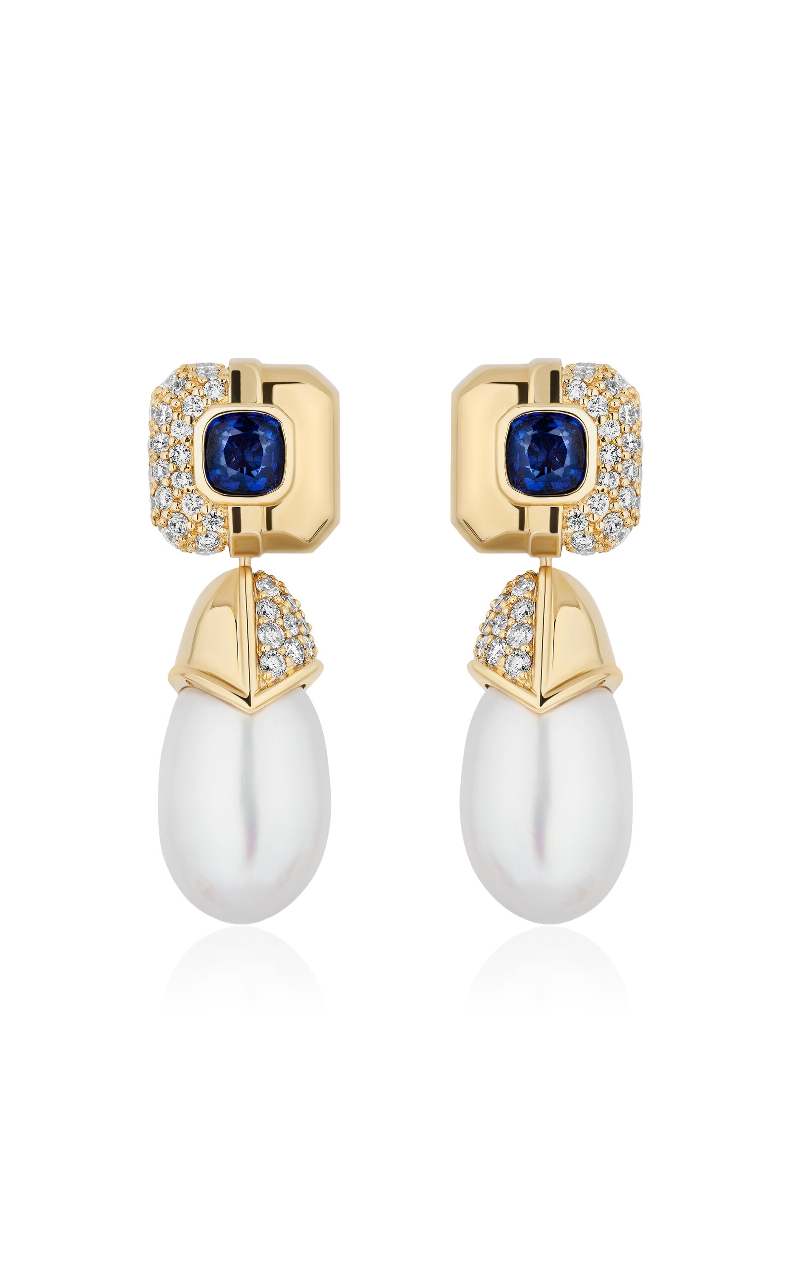 Mason And Books Scottie 14k Yellow Gold Pearl Earrings In Multi