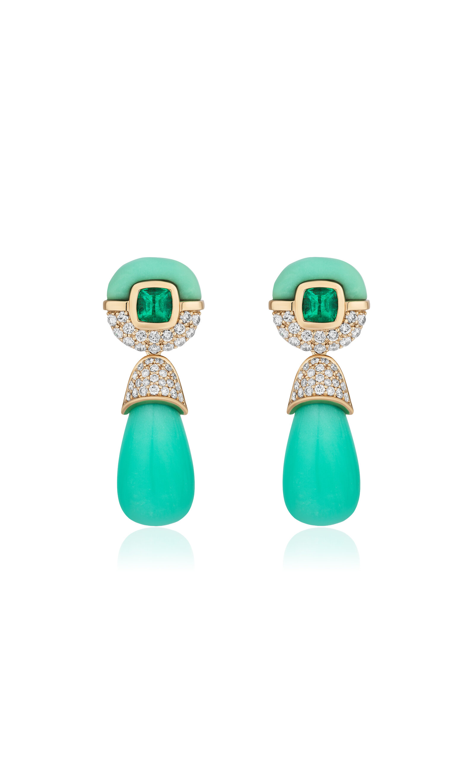 Mason And Books Mint And Sugar Drops One-of-a-kind 14k Yellow Gold Earrings In Green