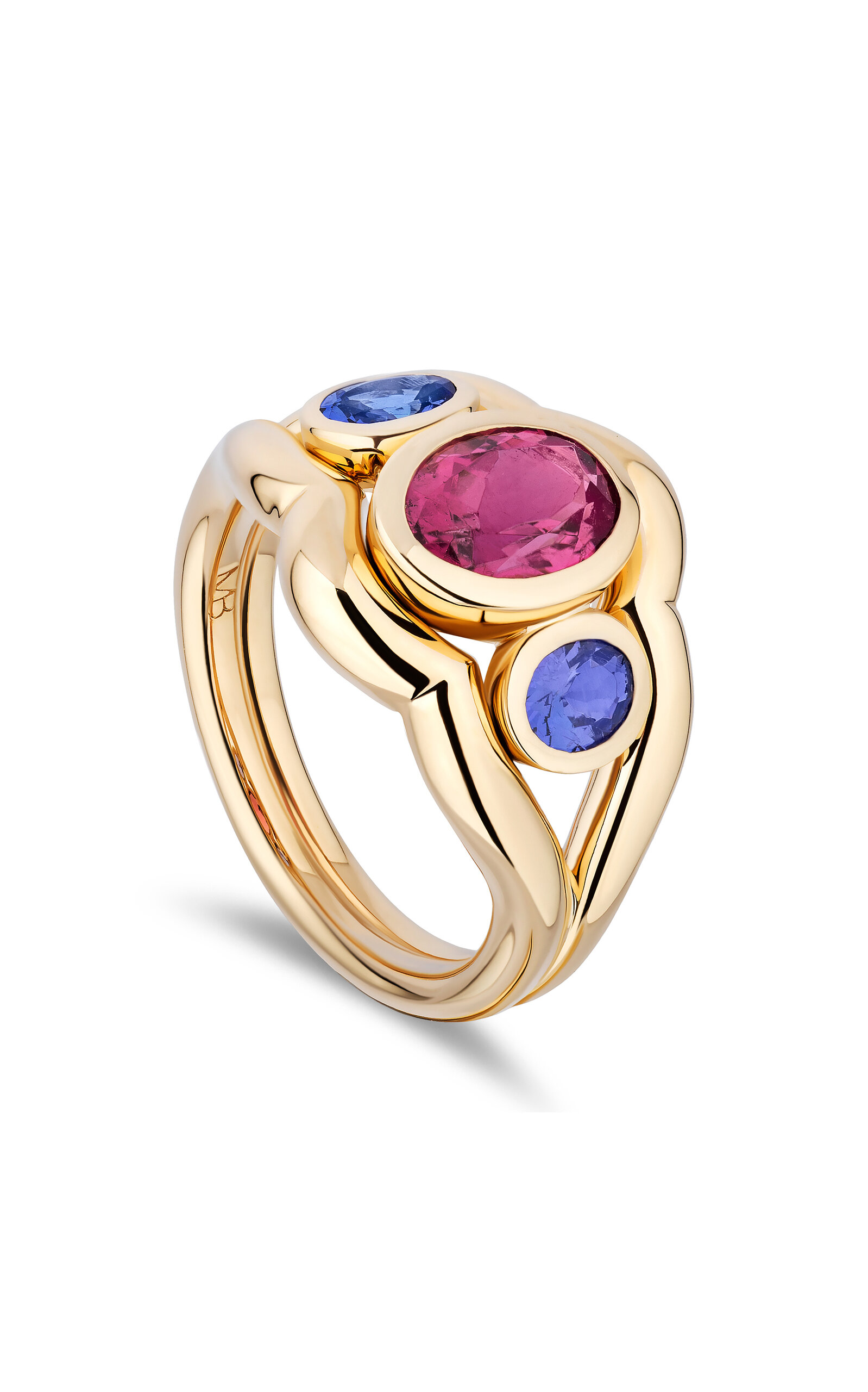 Mason And Books Slingshot 14k Yellow Gold Rubellite; Tanzanite Ring In Gold
