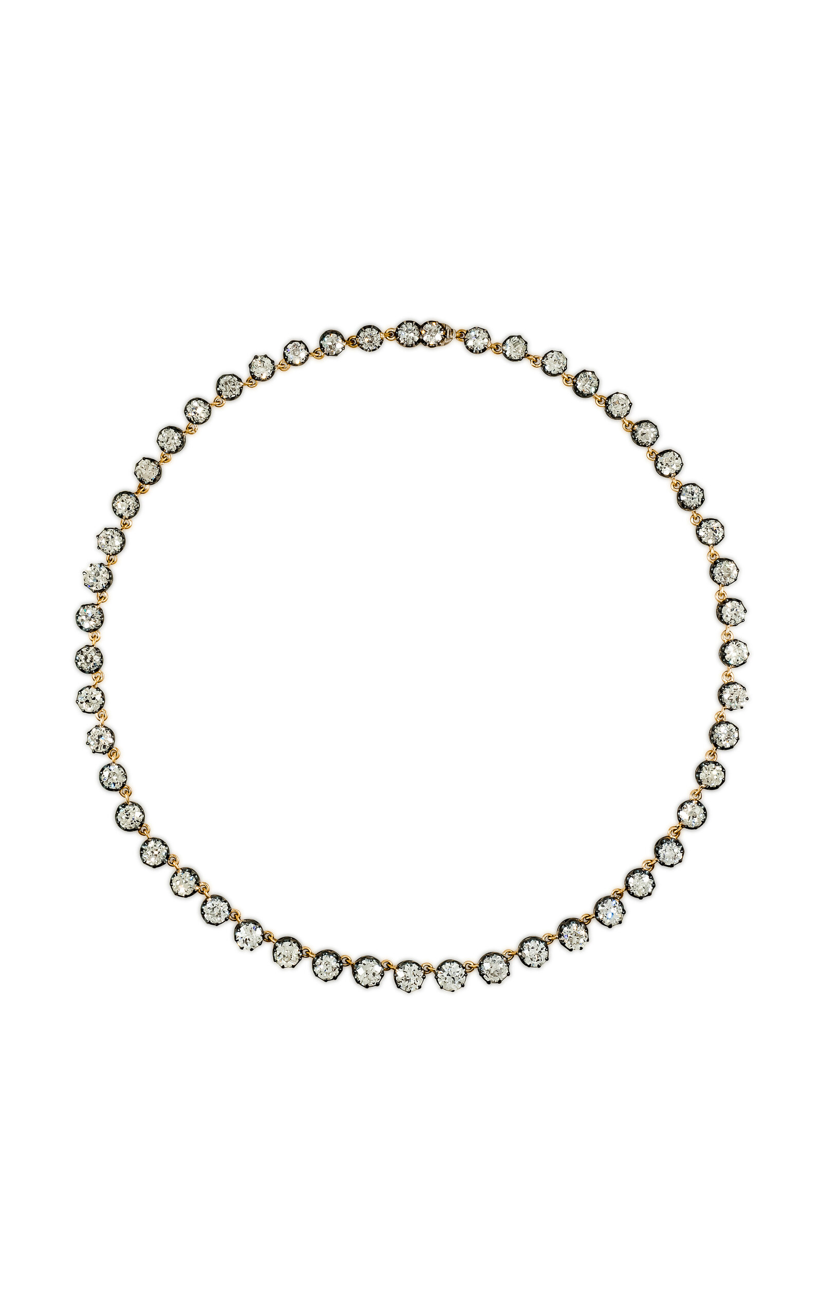 Vintage Silver; 18K Yellow Gold; Diamond Necklace