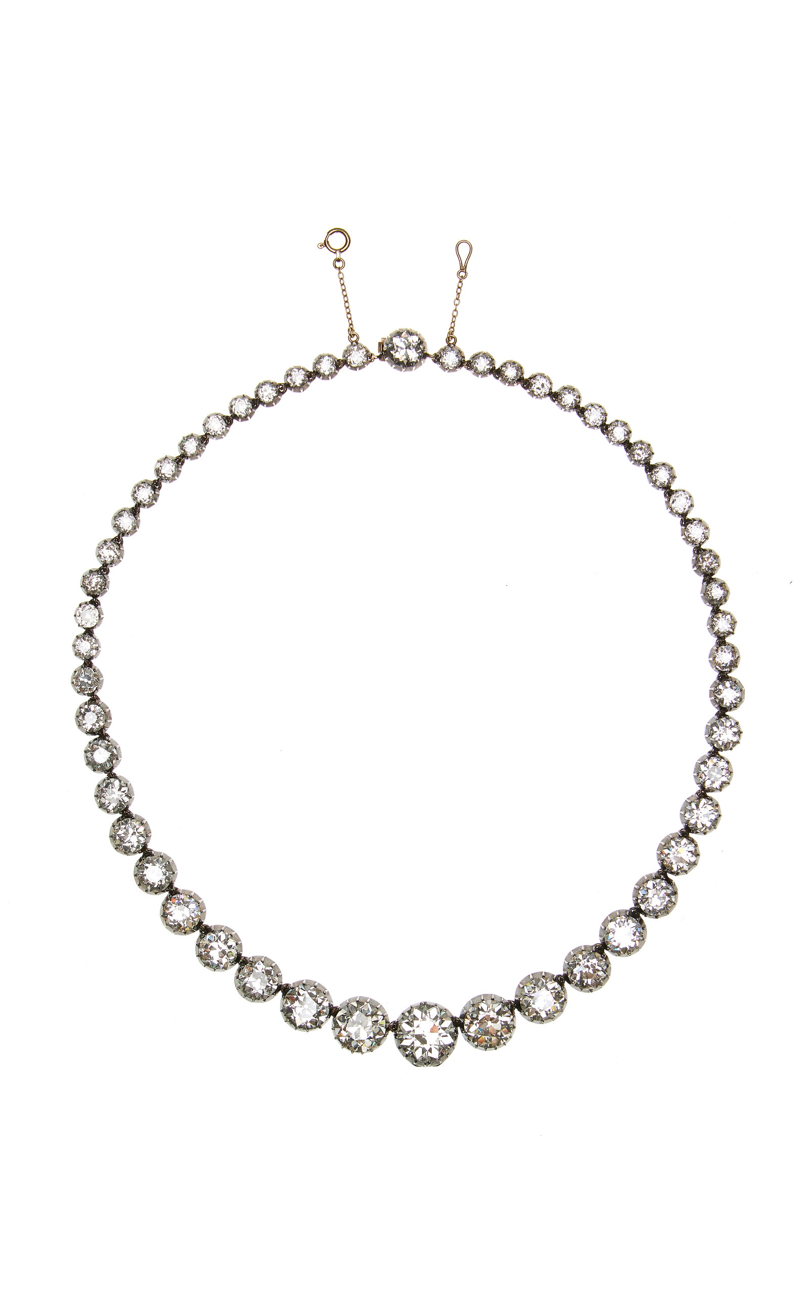 Stephen Russell - Vintage Silver And 18K Yellow Gold Diamond Rivierere Necklace - White - OS - Moda Operandi - Gifts For Her
