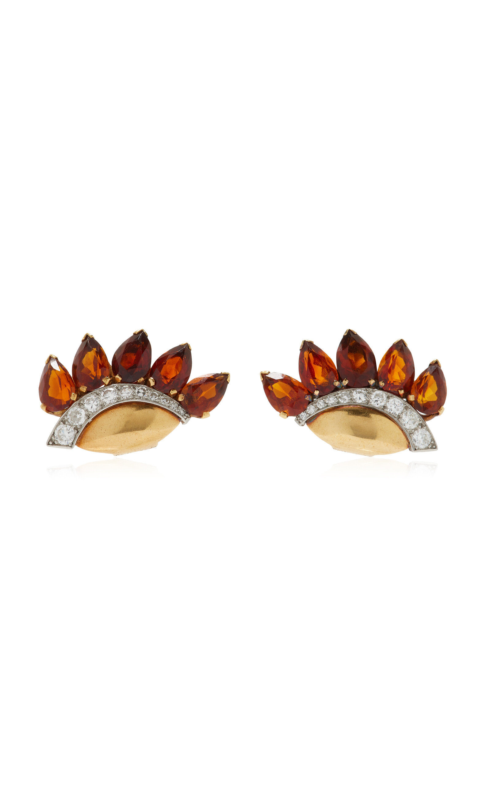 Vintage Cartier 18K Yellow Gold Citrine; Diamond Earrings