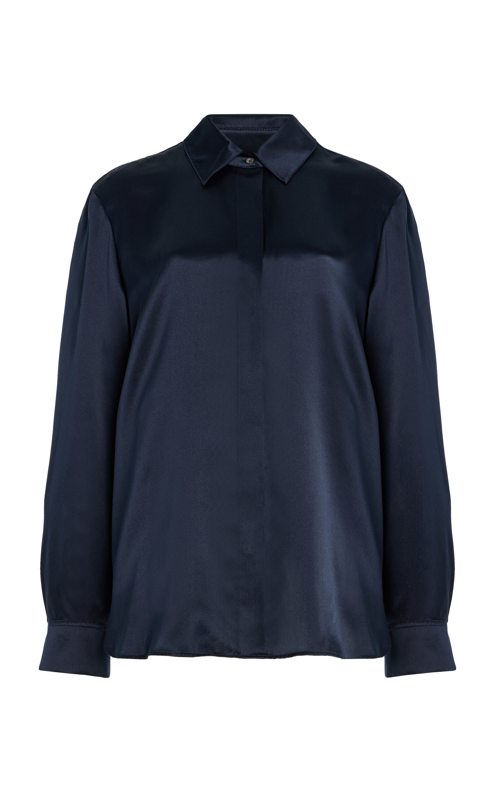 TWP New Joey Silk-Blend Shirt - Navy - XS
