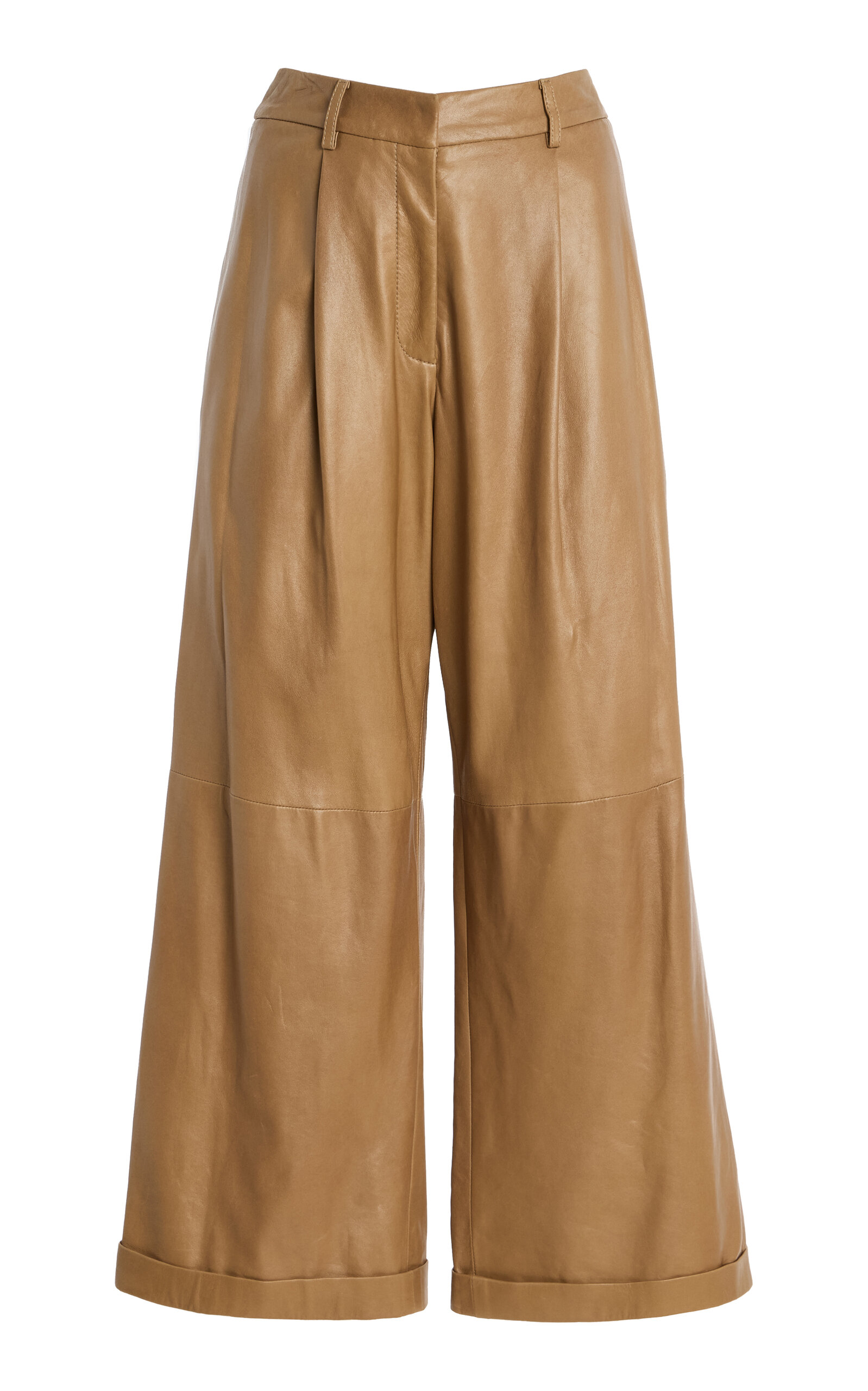 TWP Houston St. Mid-Rise Leather Pants - Tan