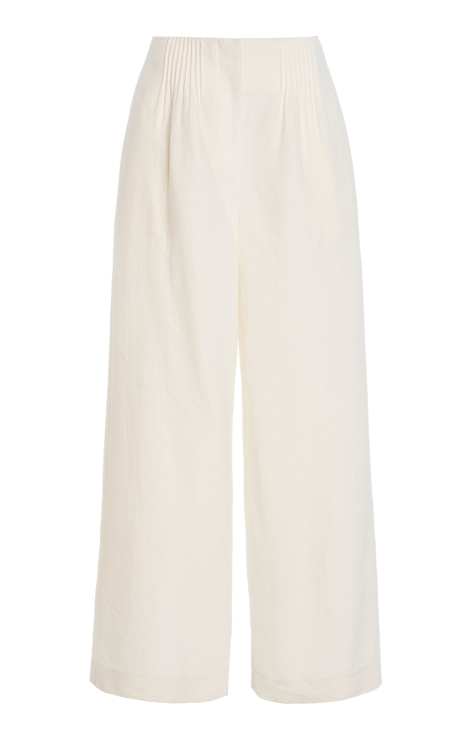 TWP Mini Pleat High-Rise Wide-Leg Pants - Ivory - Women's Clothing