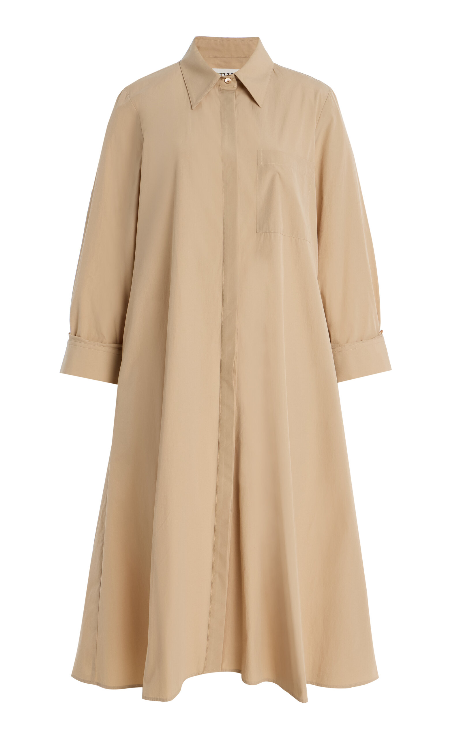 TWP Hankerchief Cotton Midi Dress - Khaki - XS