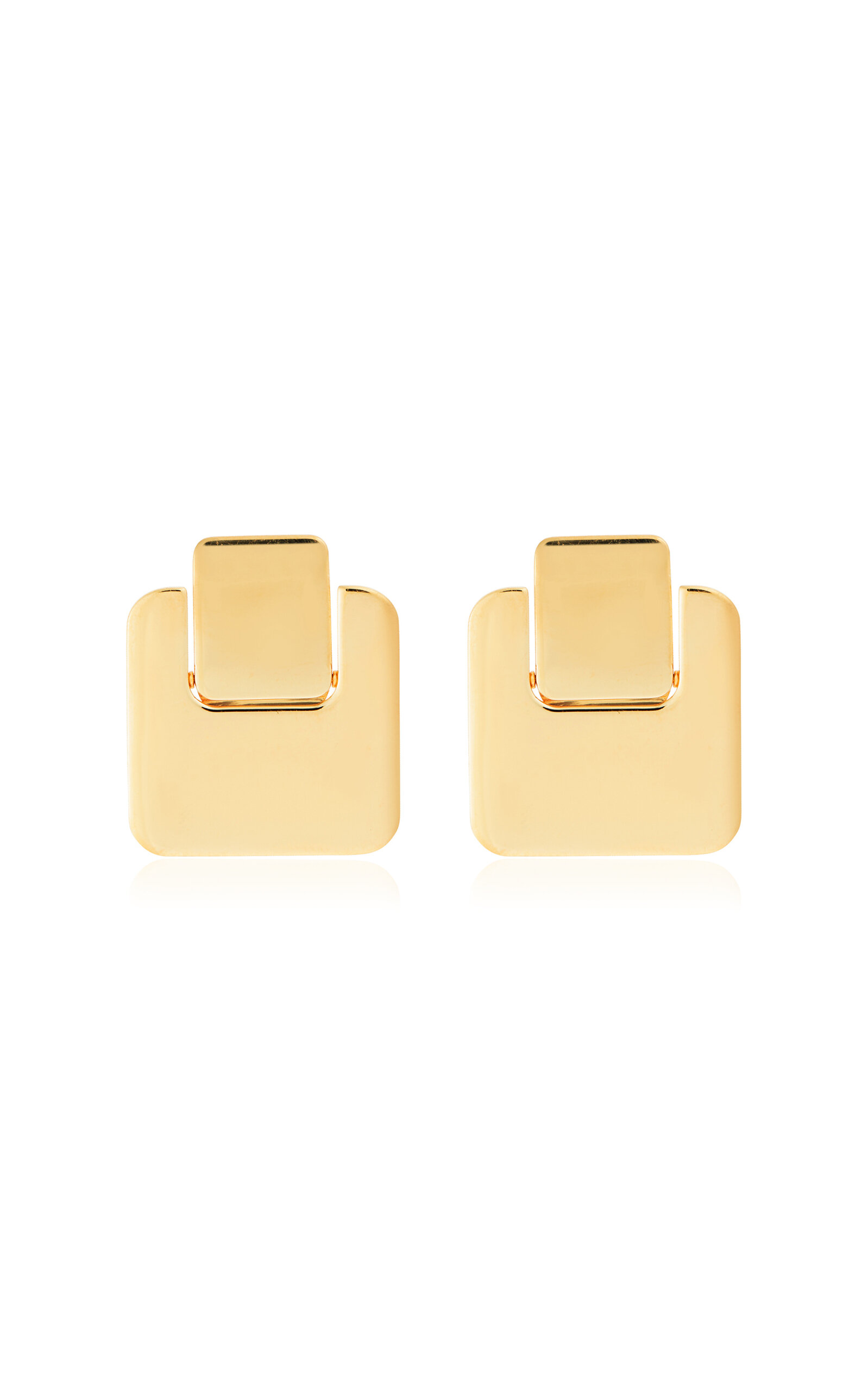 18K Yellow Gold Golden Tile Statament Studs