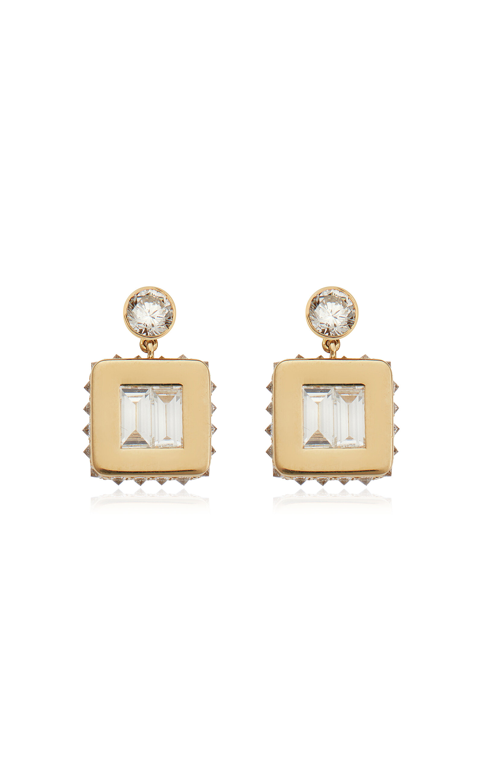 18K Yellow Gold Inverted Small Tile Earrings