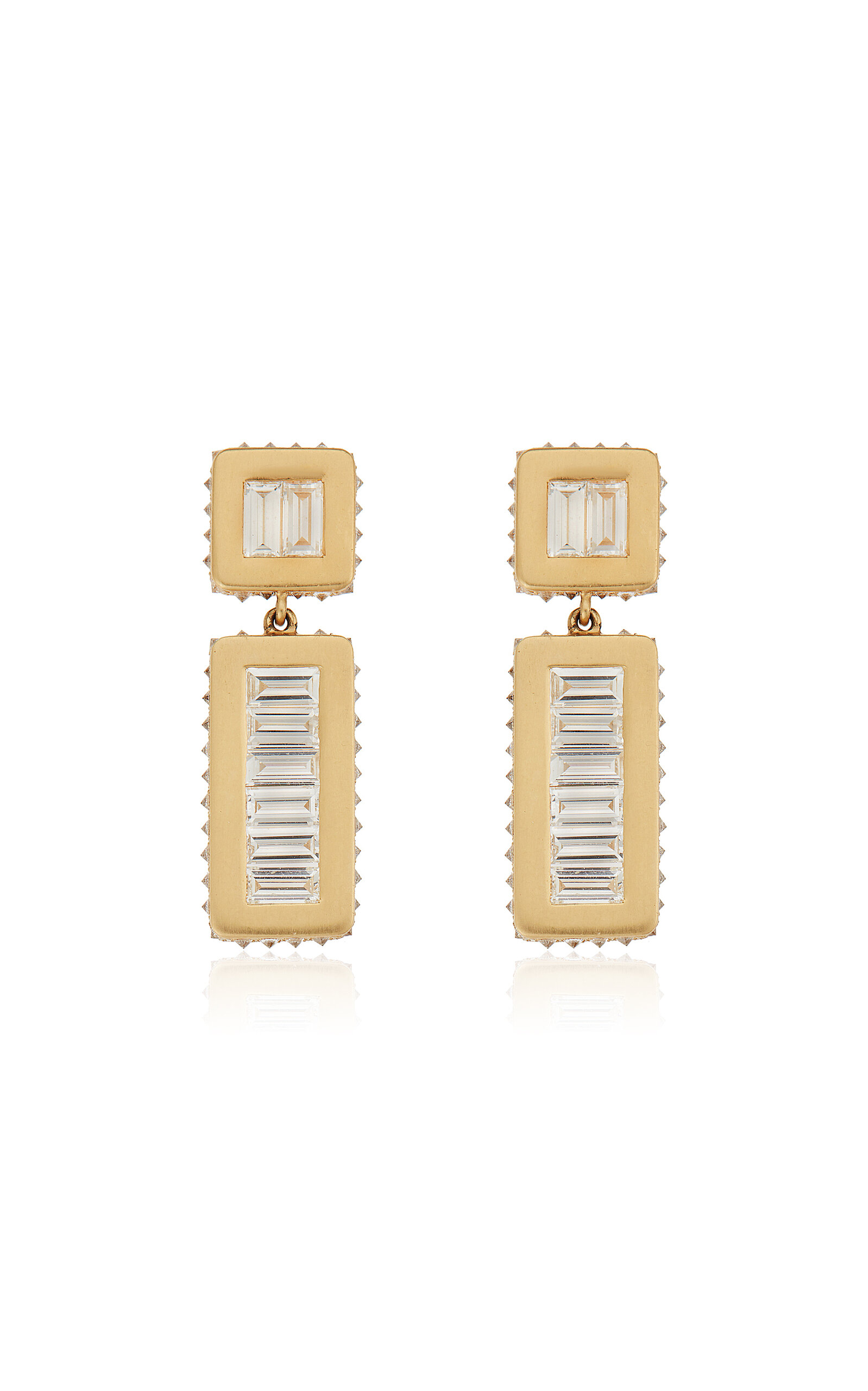18K Yellow Gold Inverted Oblong Tile Earrings