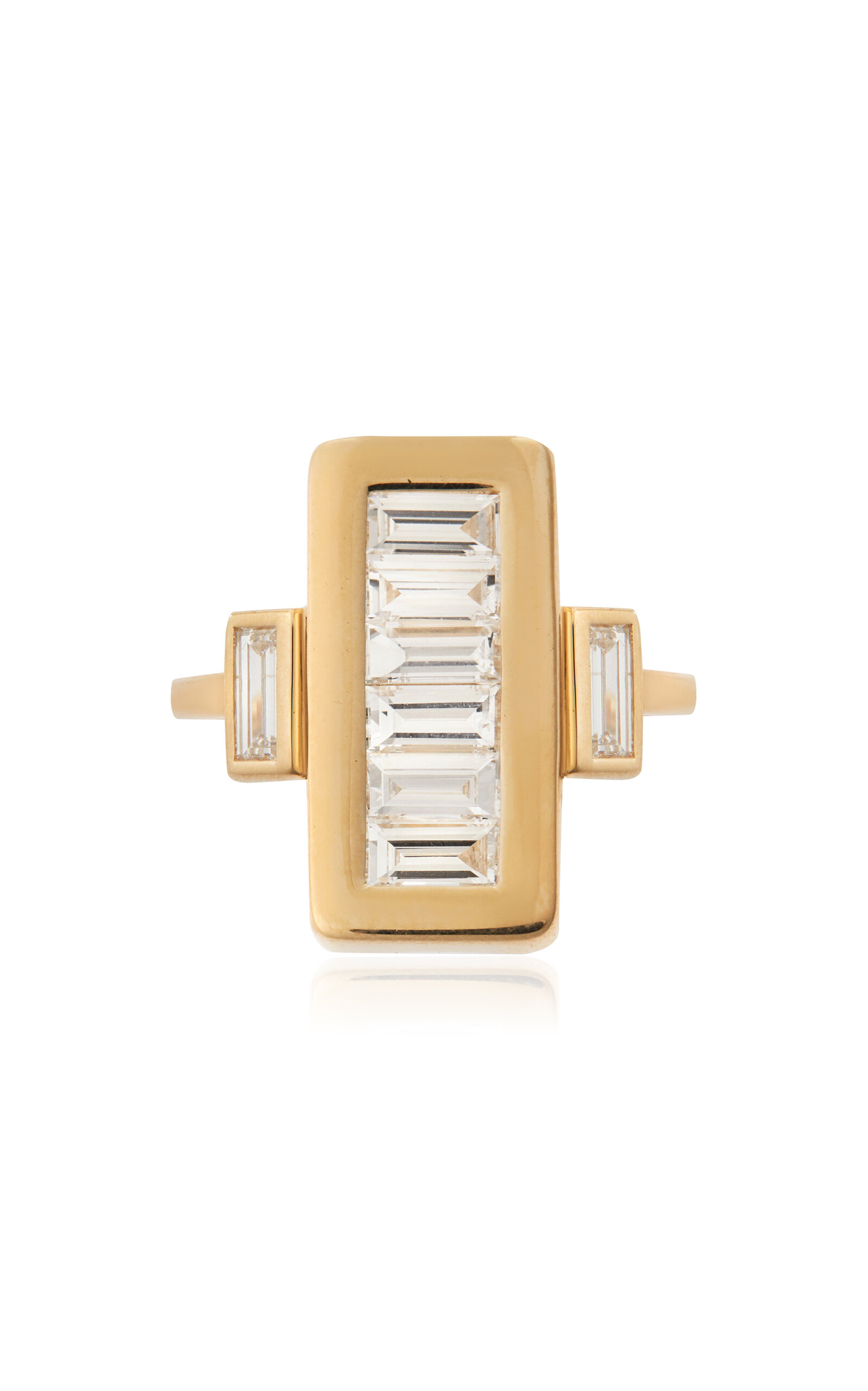 18K Yellow Gold Oblong Tile Ring