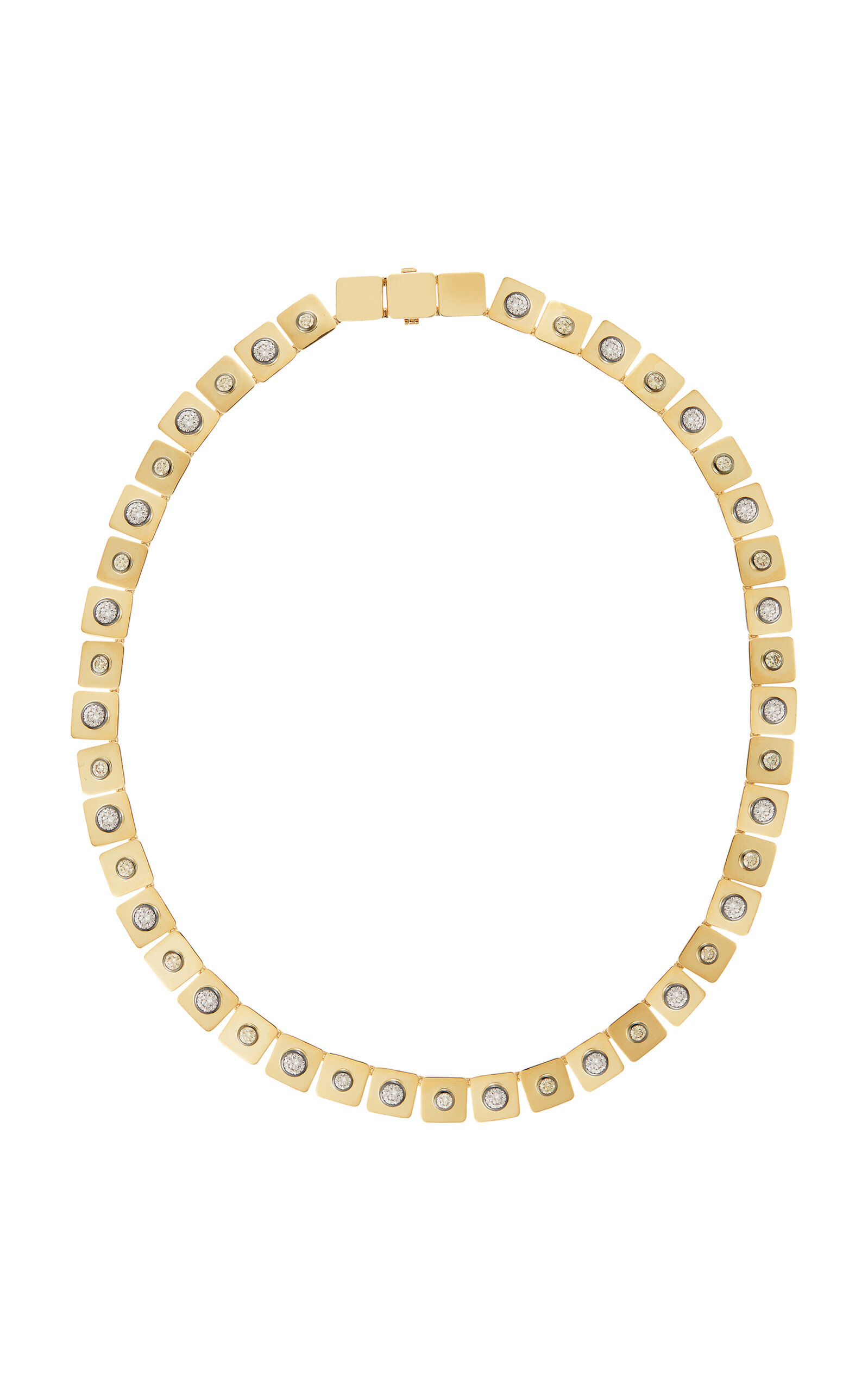 18K Yellow Gold Large Tile Diamond Necklace