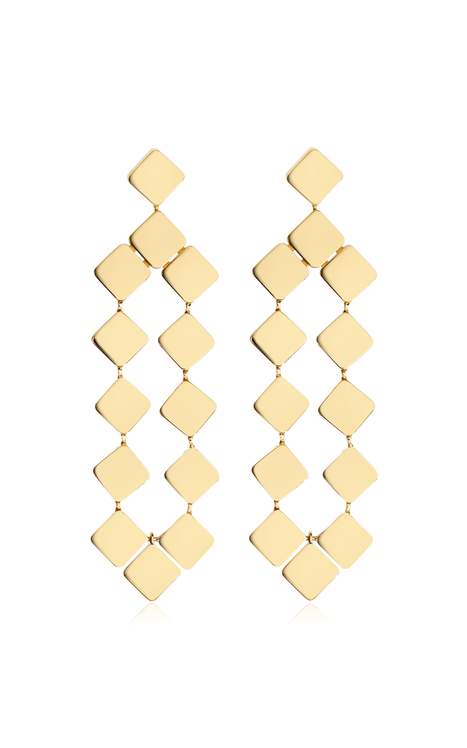 18K Yellow Gold Tile Pillar Earrings